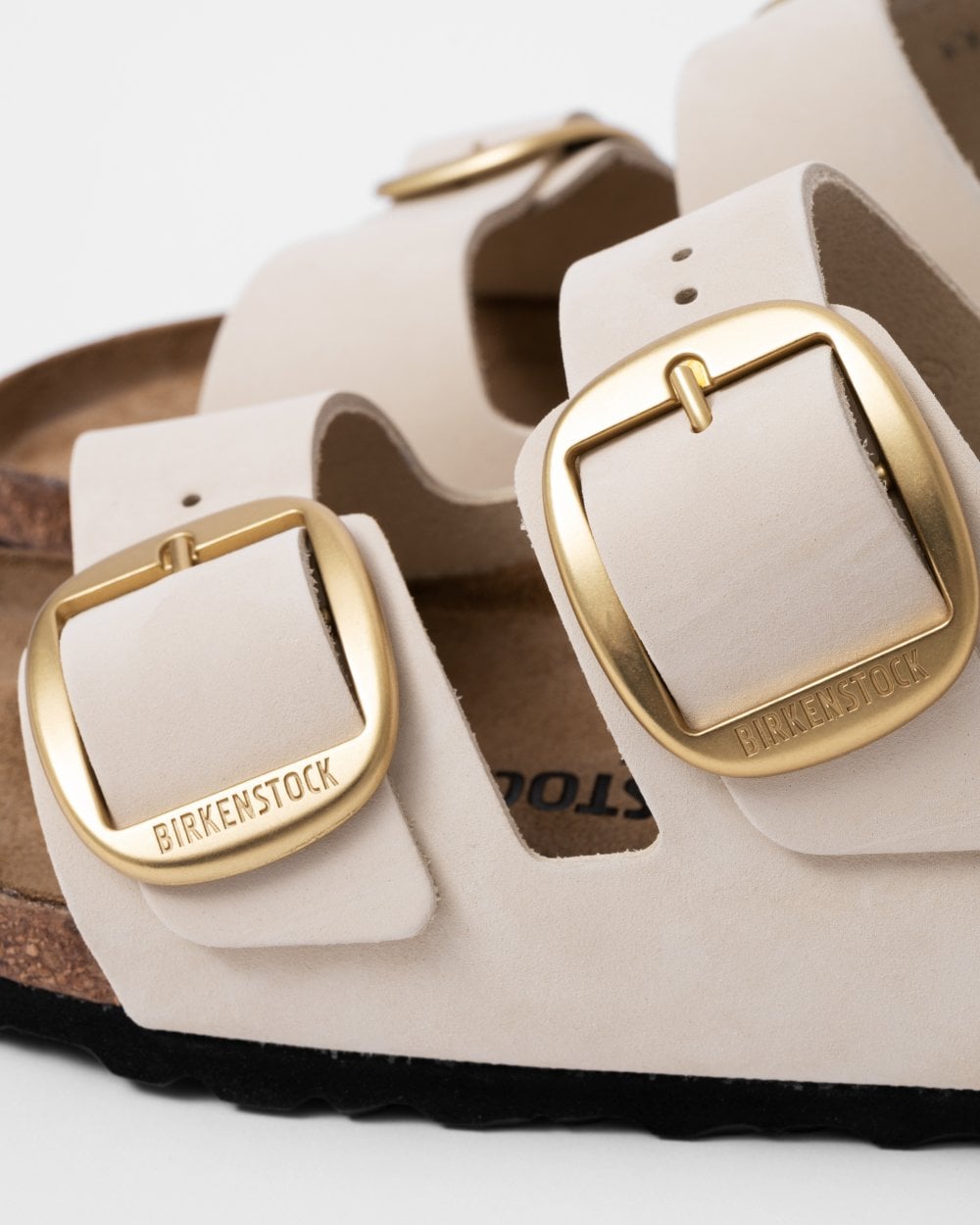Birkenstock Arizona Big Buckle Womens Nubuck Leather Sandals - Ecru