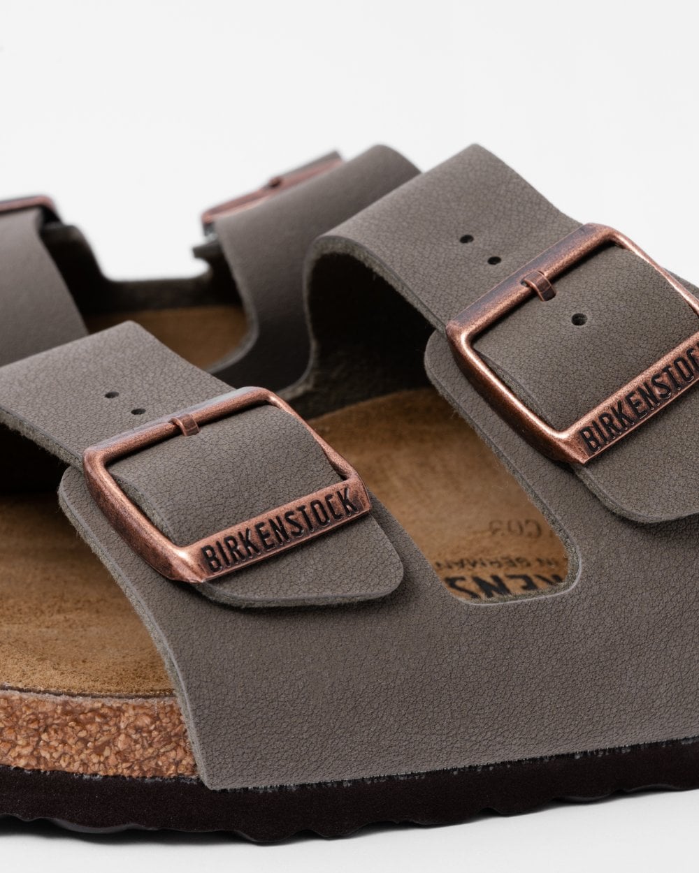 Birkenstock Arizona Birko-Flor Nubuck Womens Sandals - Stone