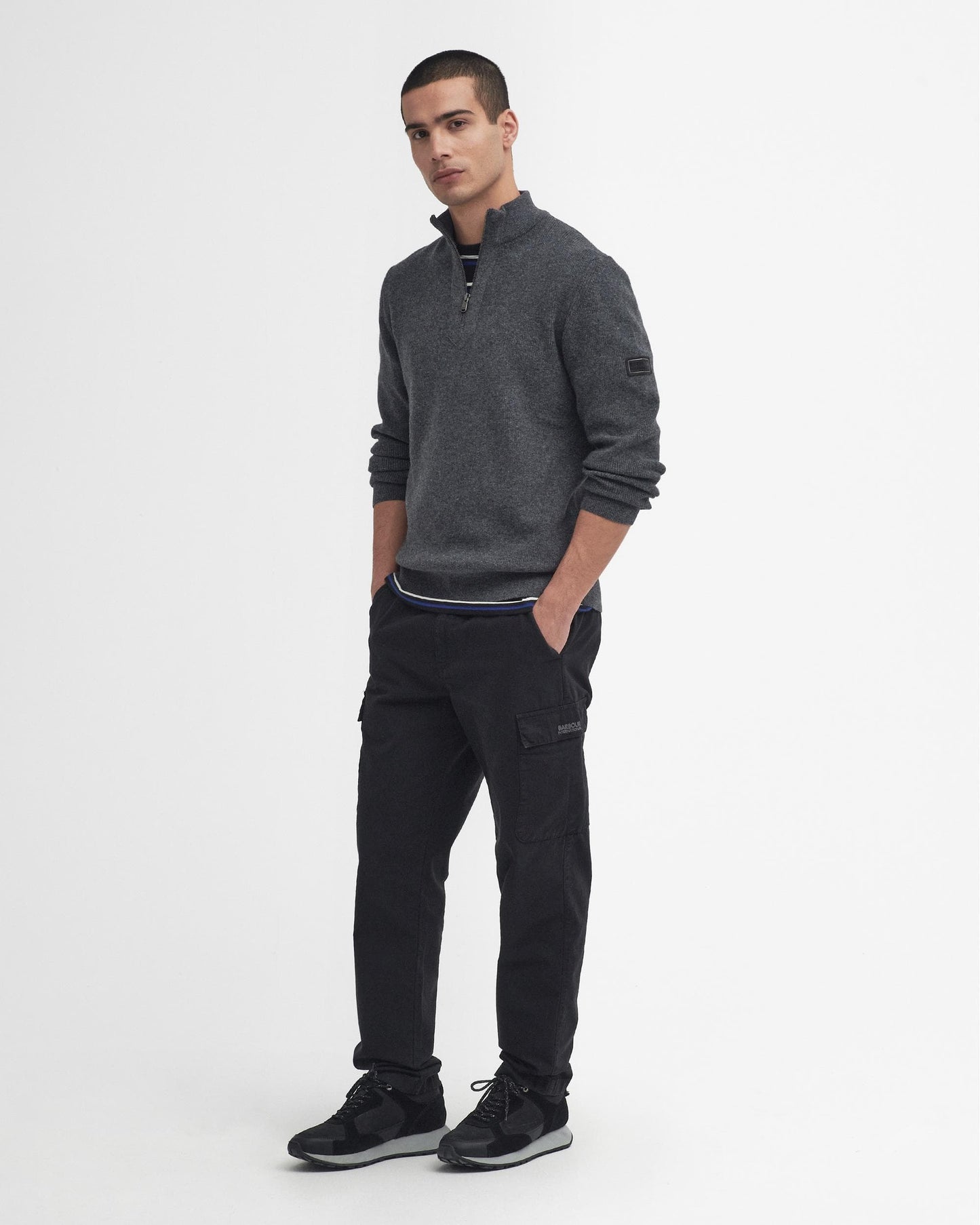 Barbour International Crawley Mens Funnel Neck Jumper - Charcoal Marl