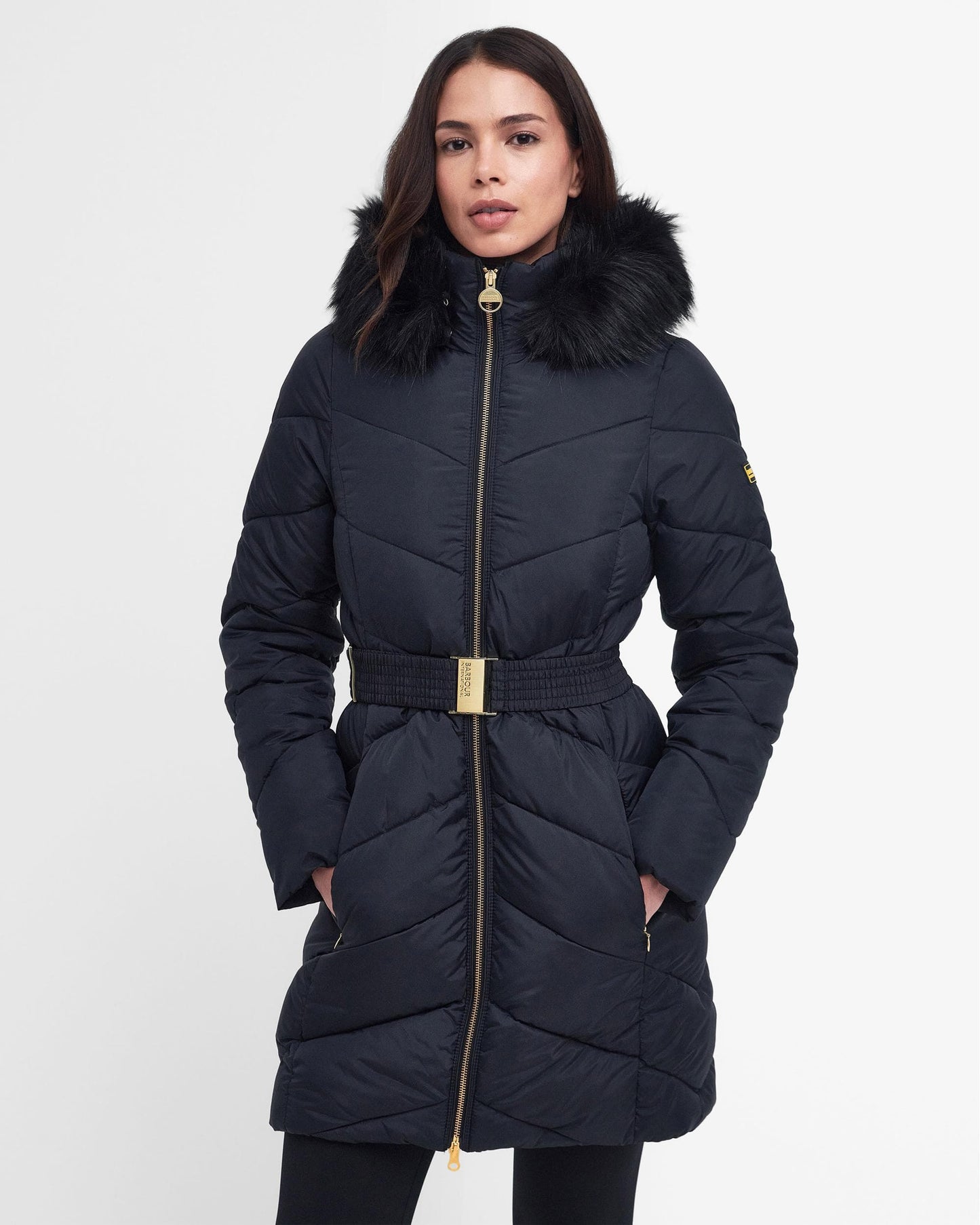 Barbour International East Moor Womens Long Quilted Jacket