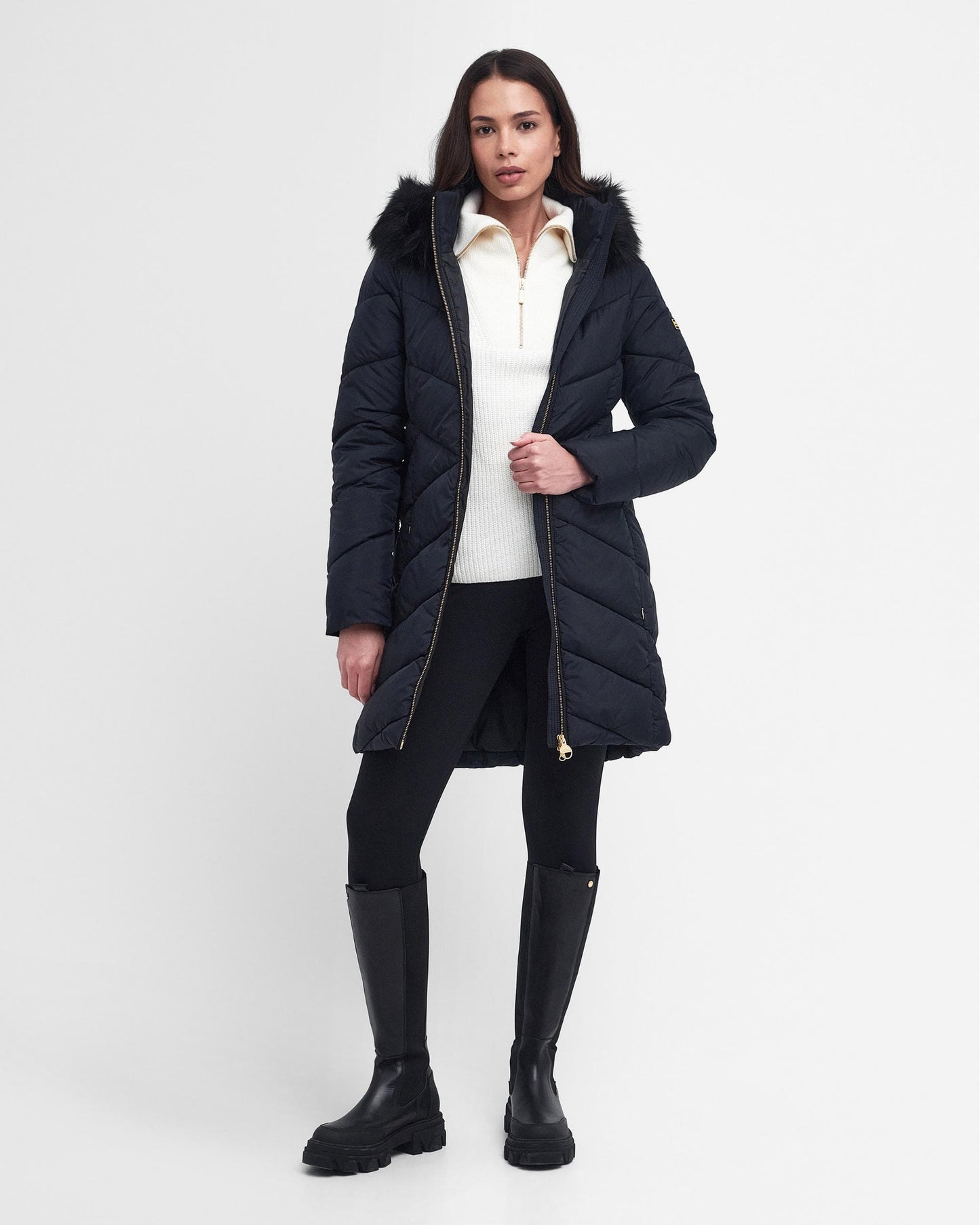Barbour International East Moor Womens Long Quilted Jacket