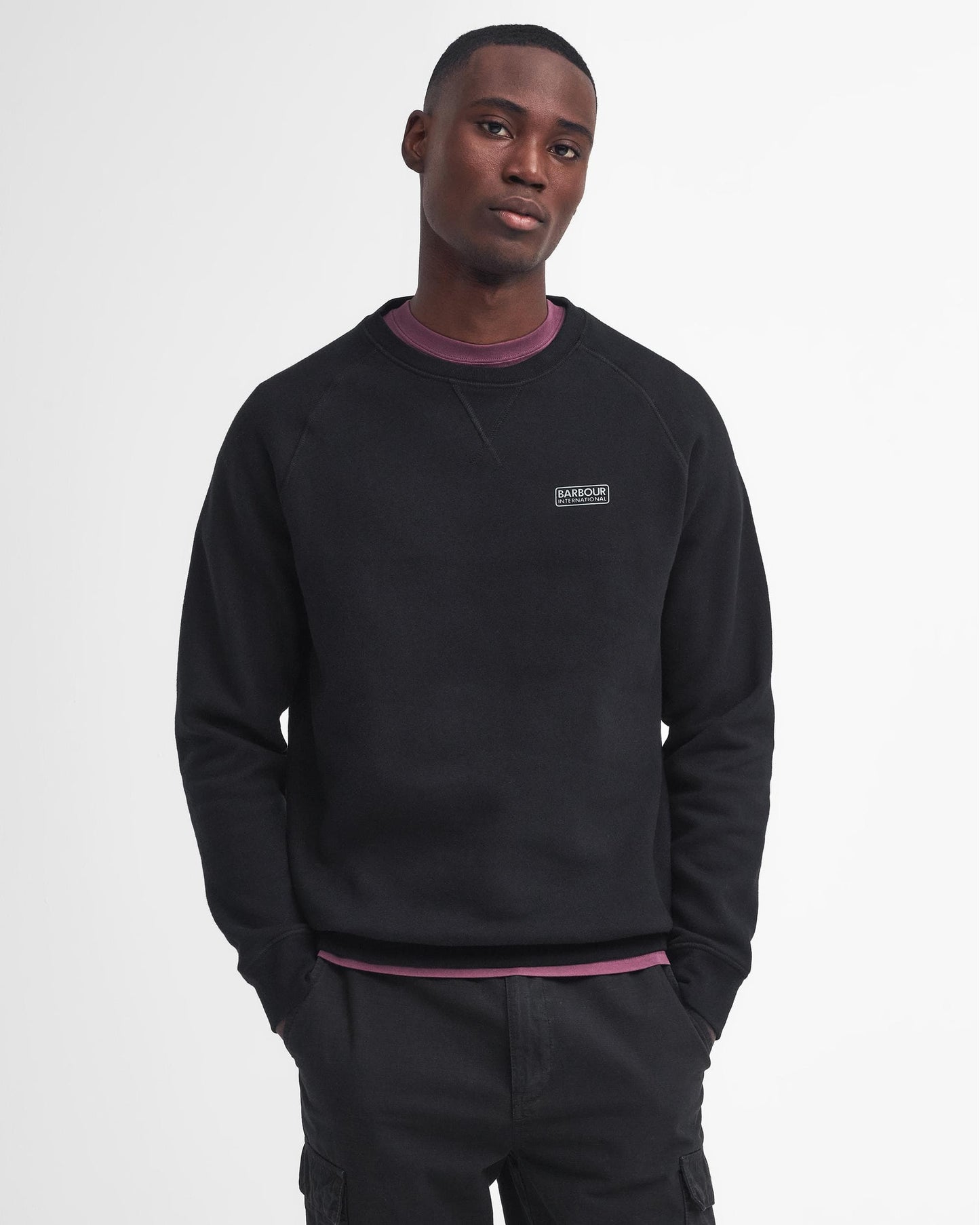 Barbour International Essential Crew Mens Sweatshirt - Black/Pewter