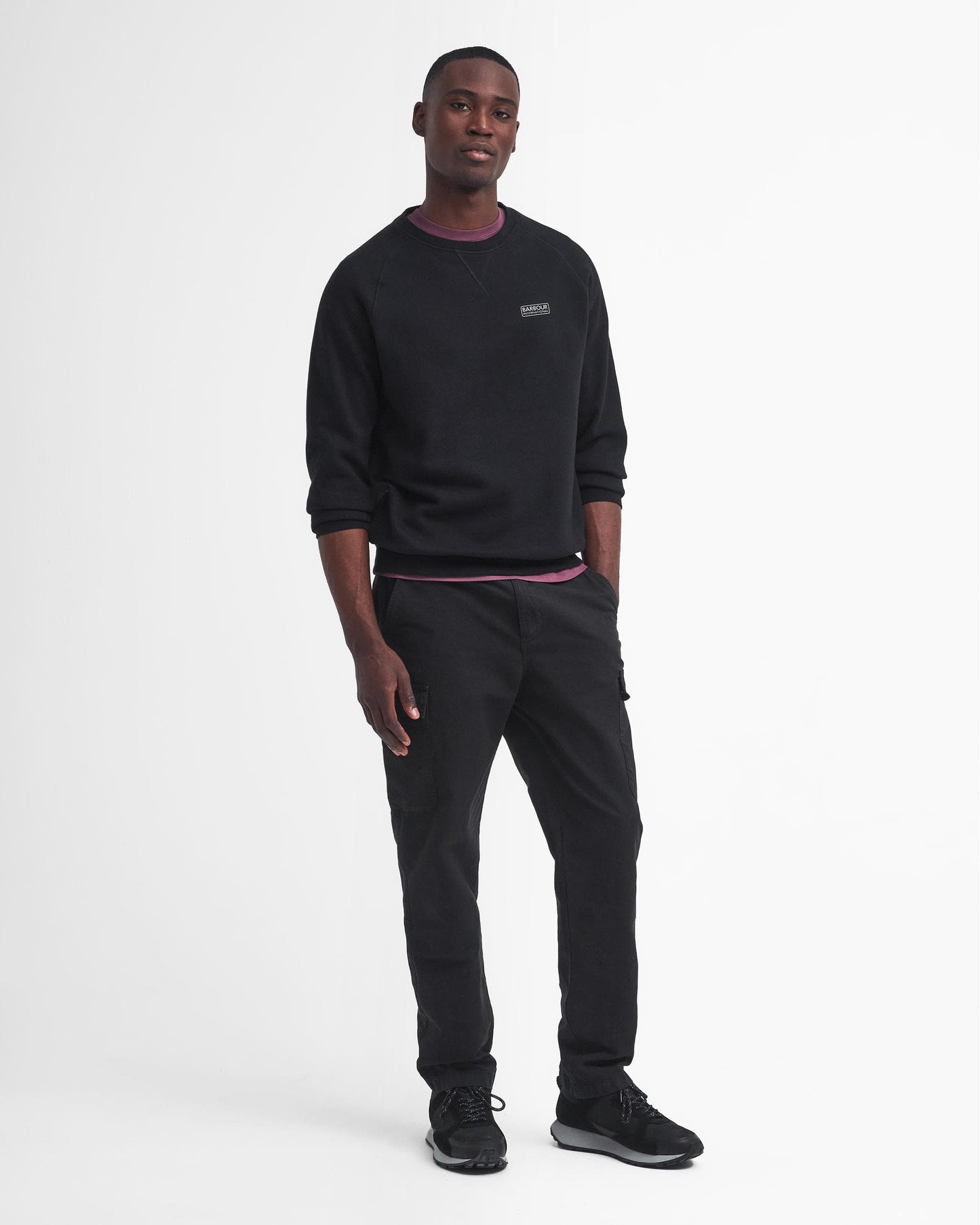 Barbour International Essential Crew Mens Sweatshirt - Black/Pewter