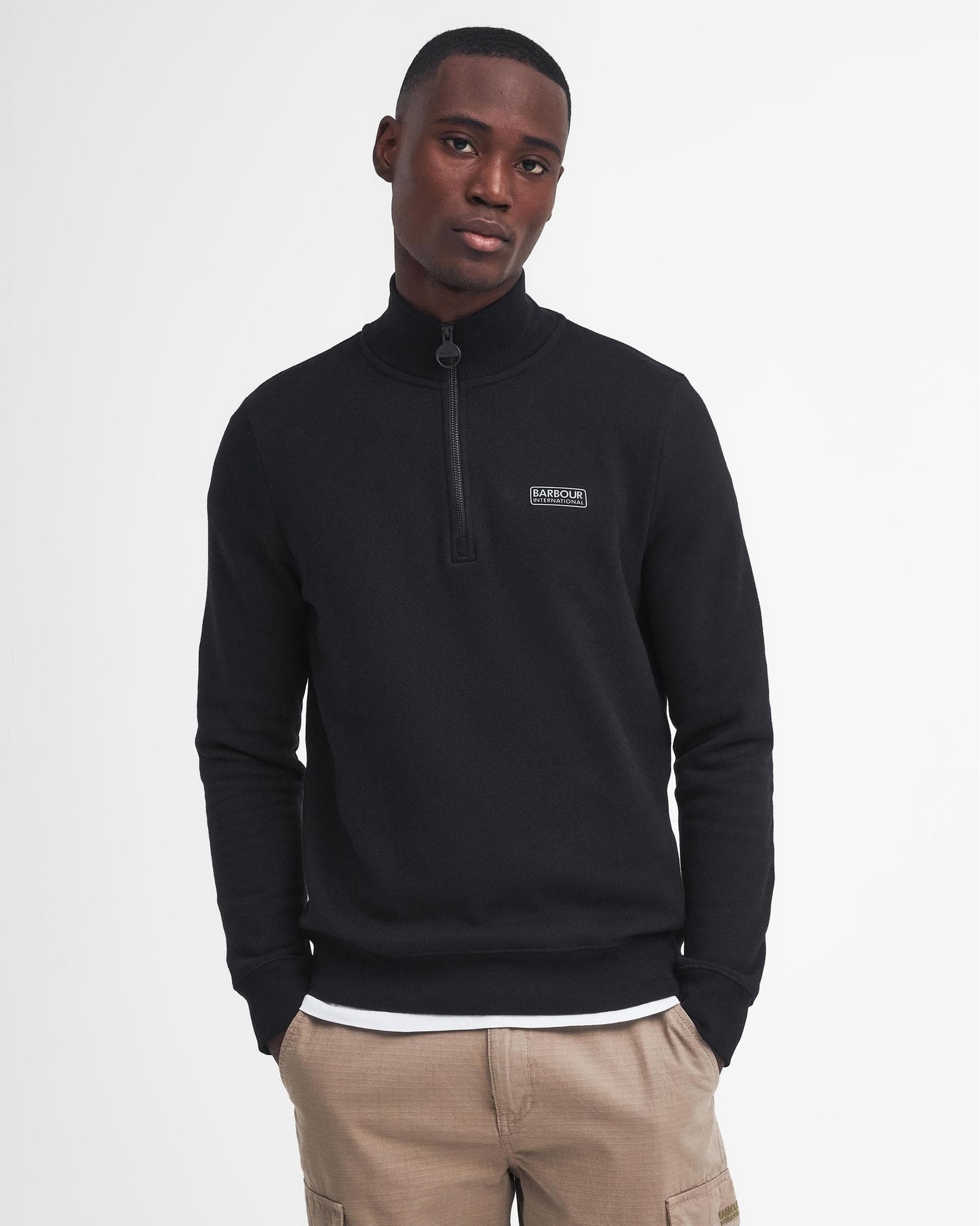 Barbour International Essential Half-Zip Mens Sweatshirt - Black/Pewter