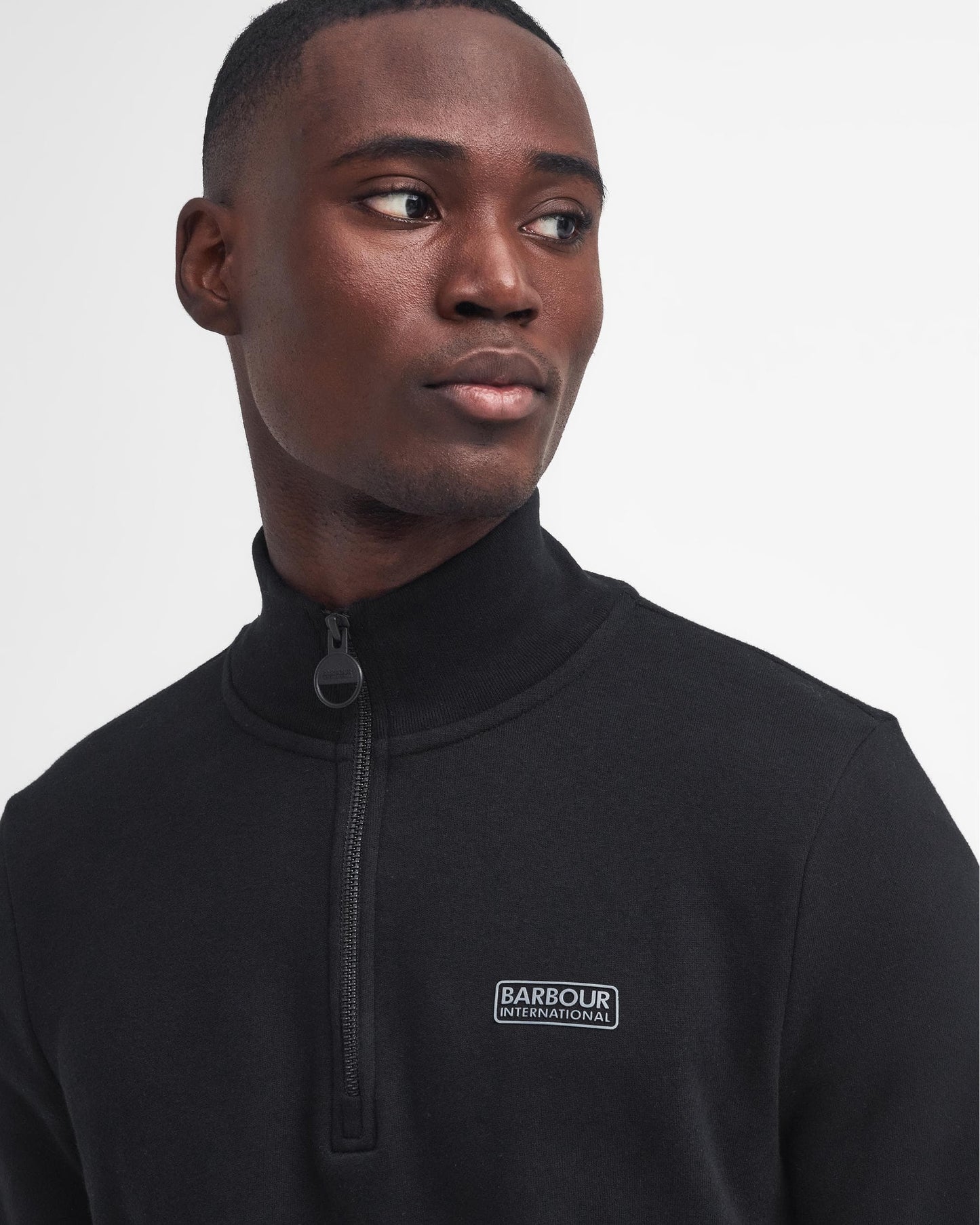 Barbour International Essential Half-Zip Mens Sweatshirt - Black/Pewter