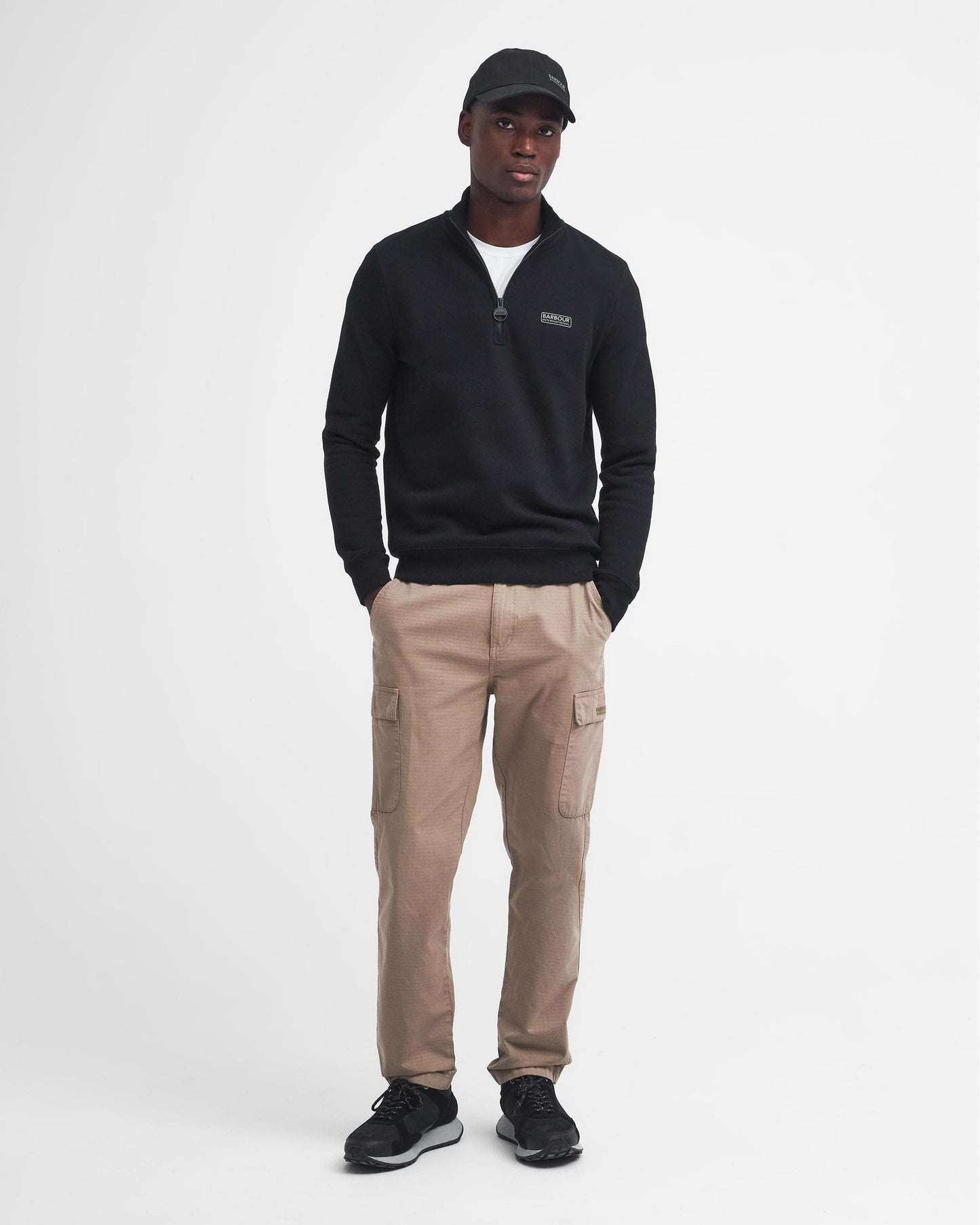 Barbour International Essential Half-Zip Mens Sweatshirt - Black/Pewter
