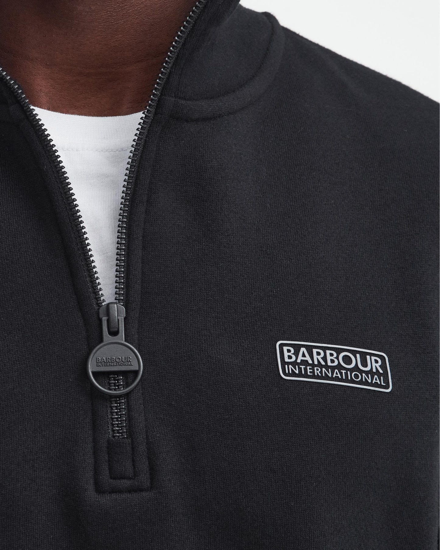 Barbour International Essential Half-Zip Mens Sweatshirt - Black/Pewter