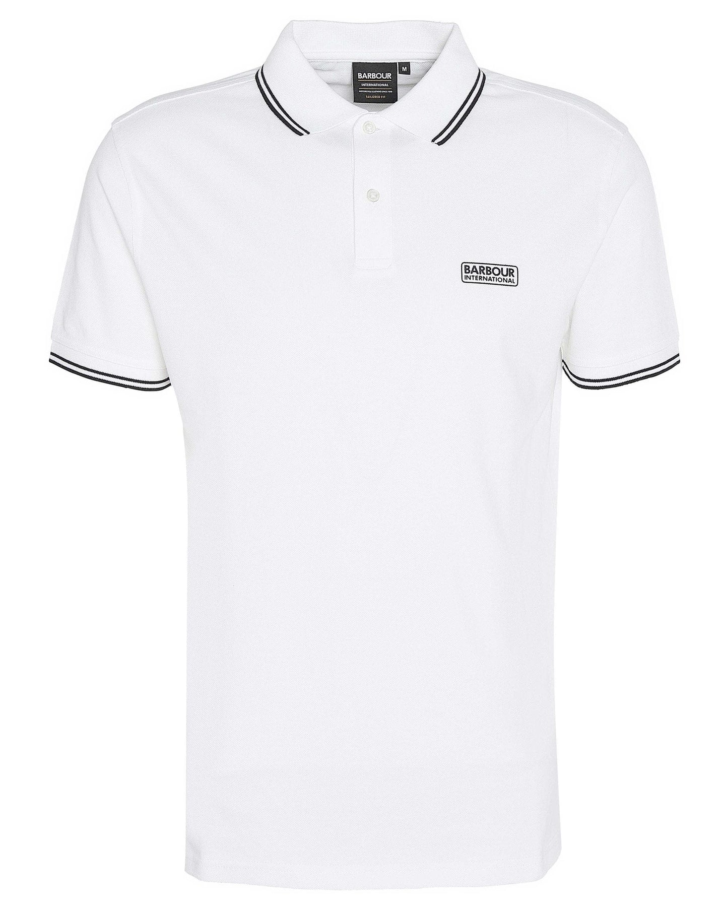 Barbour International Evan Mens Tipped Polo Shirt - White