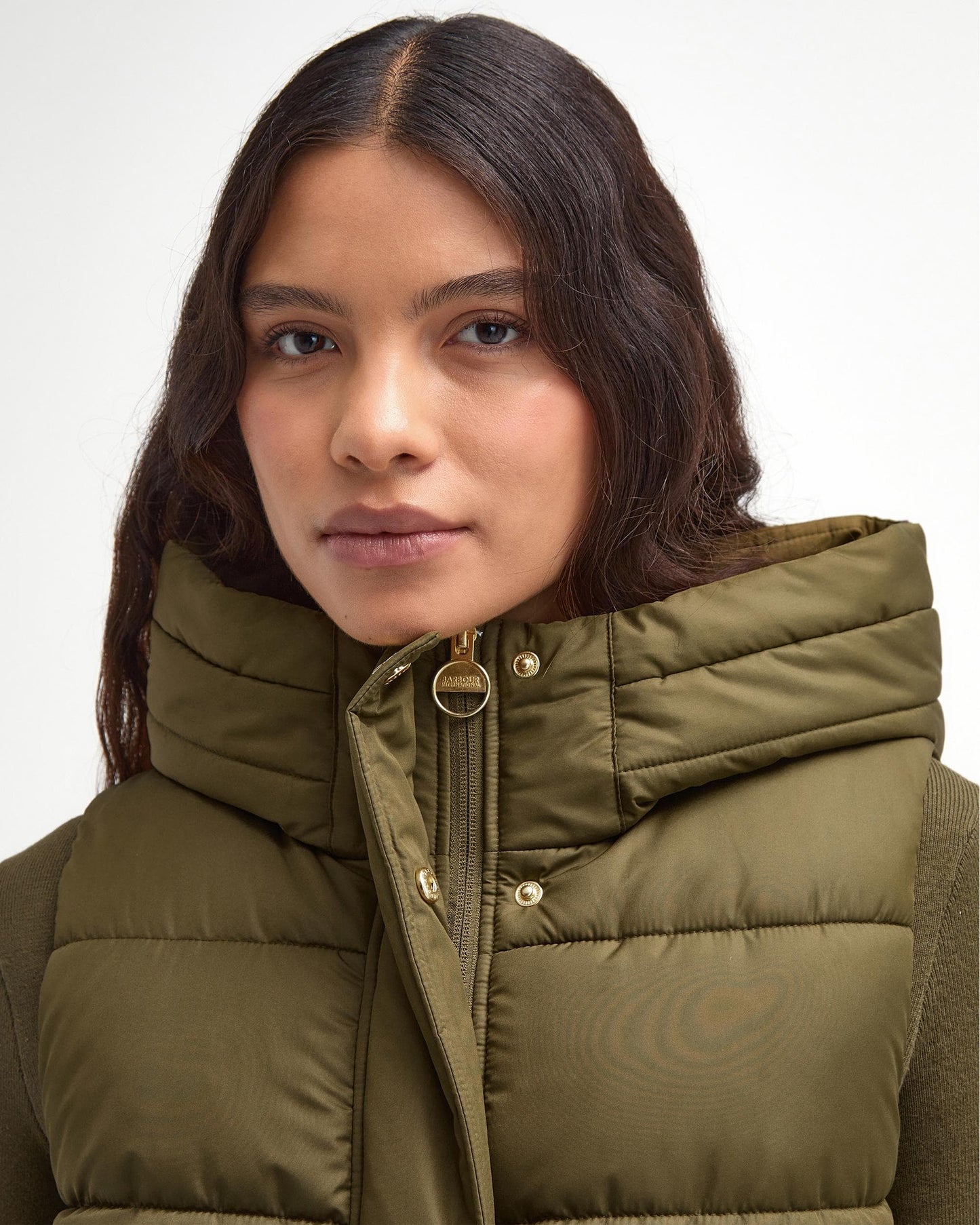 Barbour International Greyson Womens Long Puffer Gilet - Empire Green