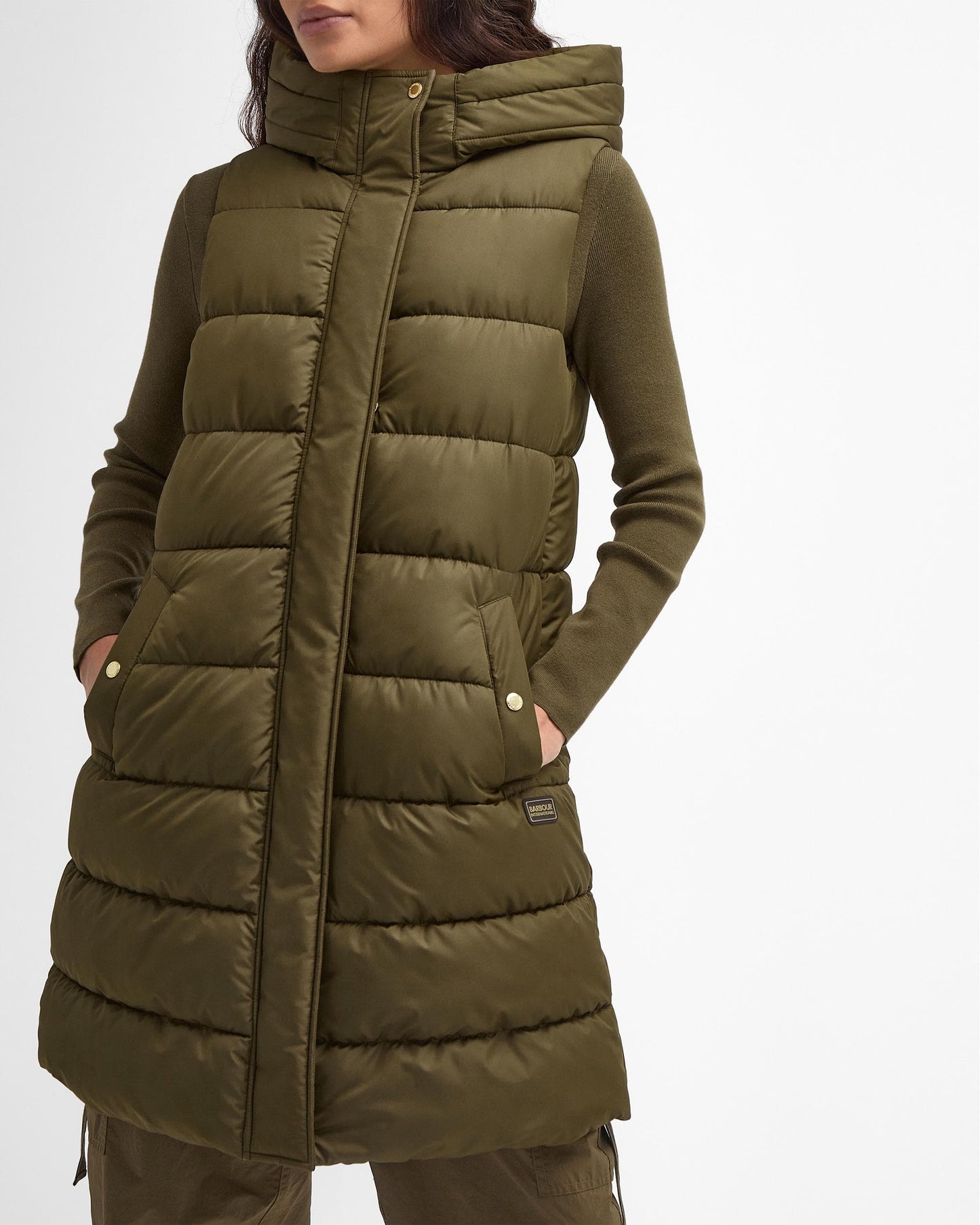 Barbour International Greyson Womens Long Puffer Gilet - Empire Green