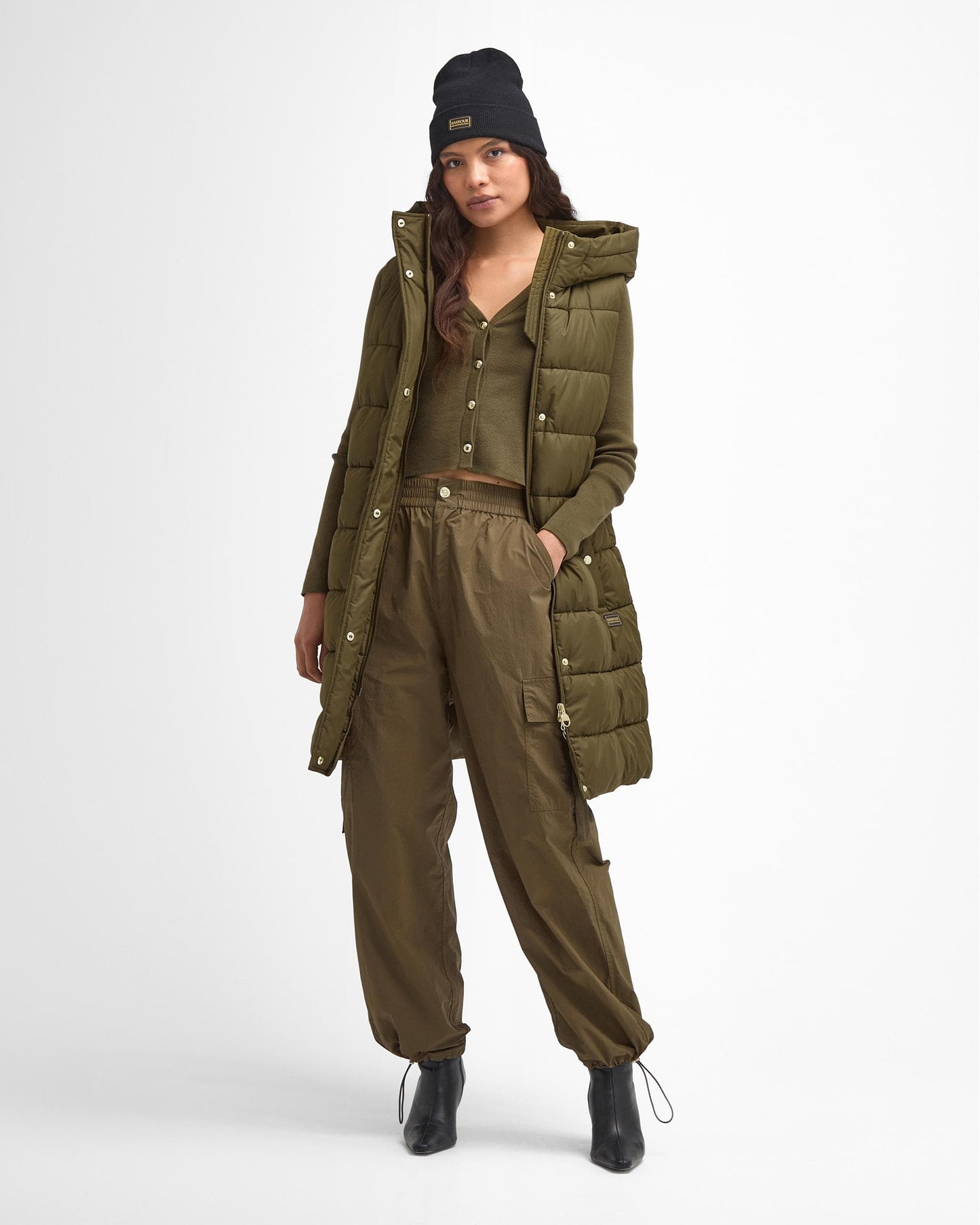 Barbour International Greyson Womens Long Puffer Gilet - Empire Green