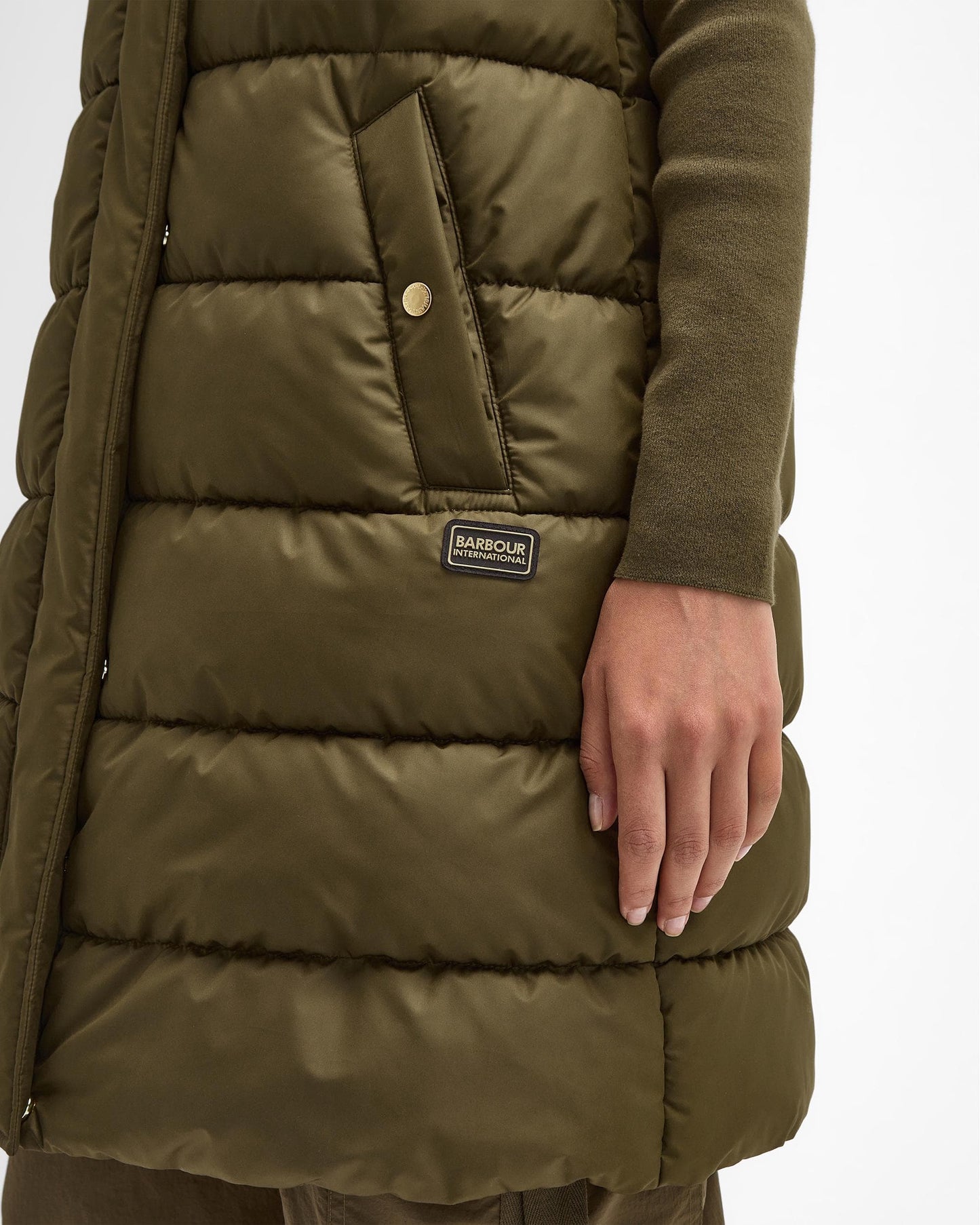 Barbour International Greyson Womens Long Puffer Gilet - Empire Green