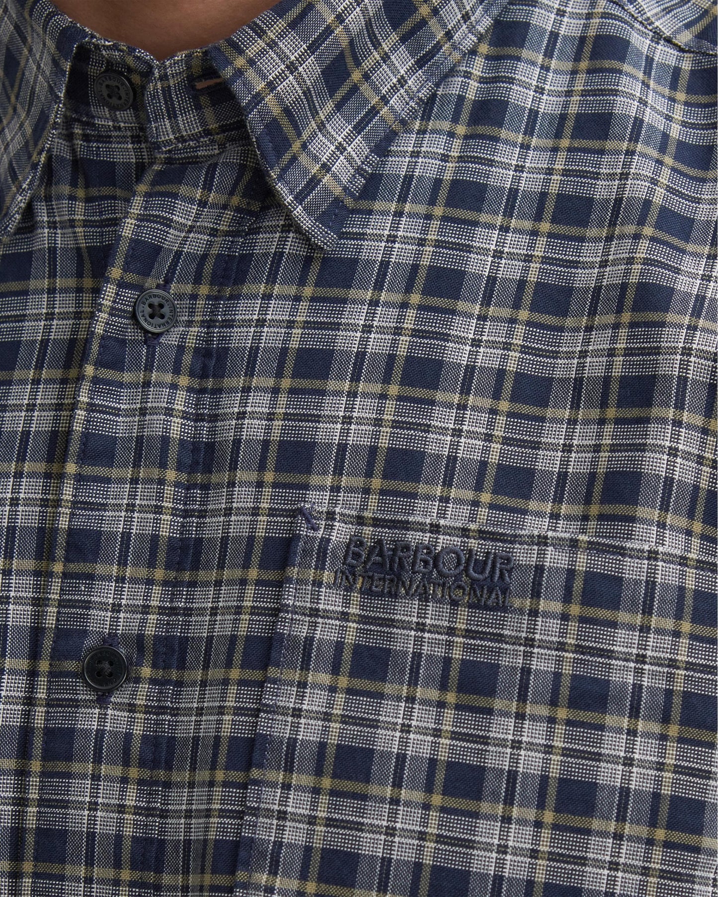 Barbour International Hawks Mens Check Long Sleeve Oxford Shirt - Bleached Olive