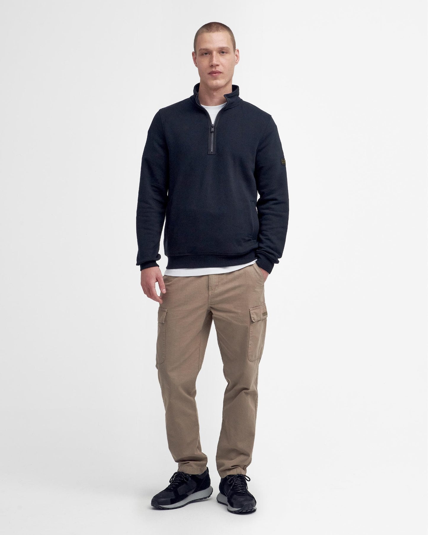 Barbour International Outline Mens Funnel Neck Sweatshirt - Black