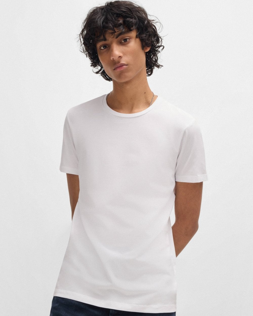 HUGO Round Mens Two-Pack of Slim-Fit T-Shirts in Stretch Cotton NOS - White/Black 960