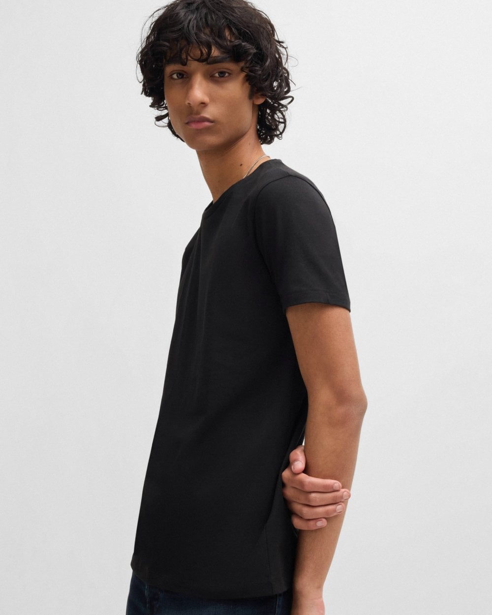 HUGO Round Mens Two-Pack of Slim-Fit T-Shirts in Stretch Cotton NOS - White/Black 960