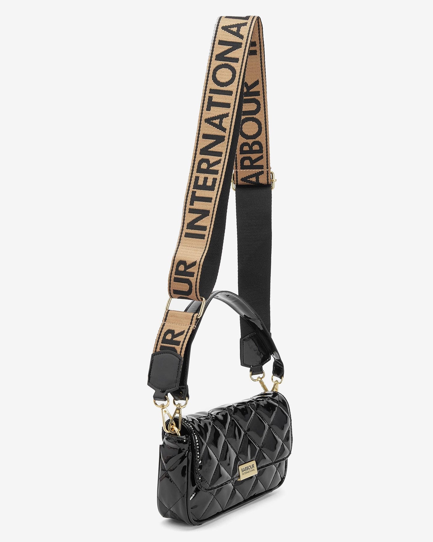 Barbour International Quilted Womens Mini Soho Crossbody Bag - High Shine Black