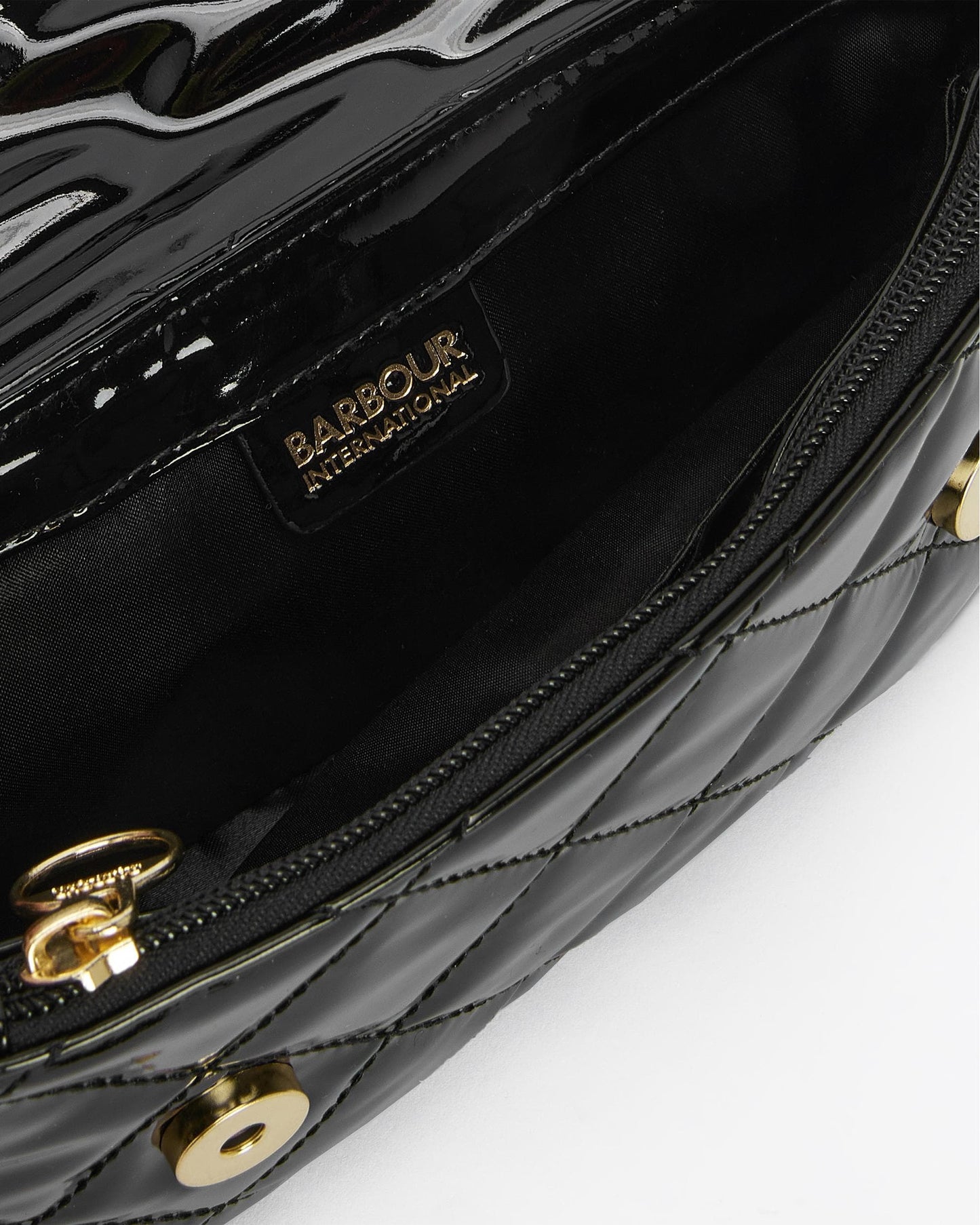 Barbour International Quilted Womens Mini Soho Crossbody Bag - High Shine Black