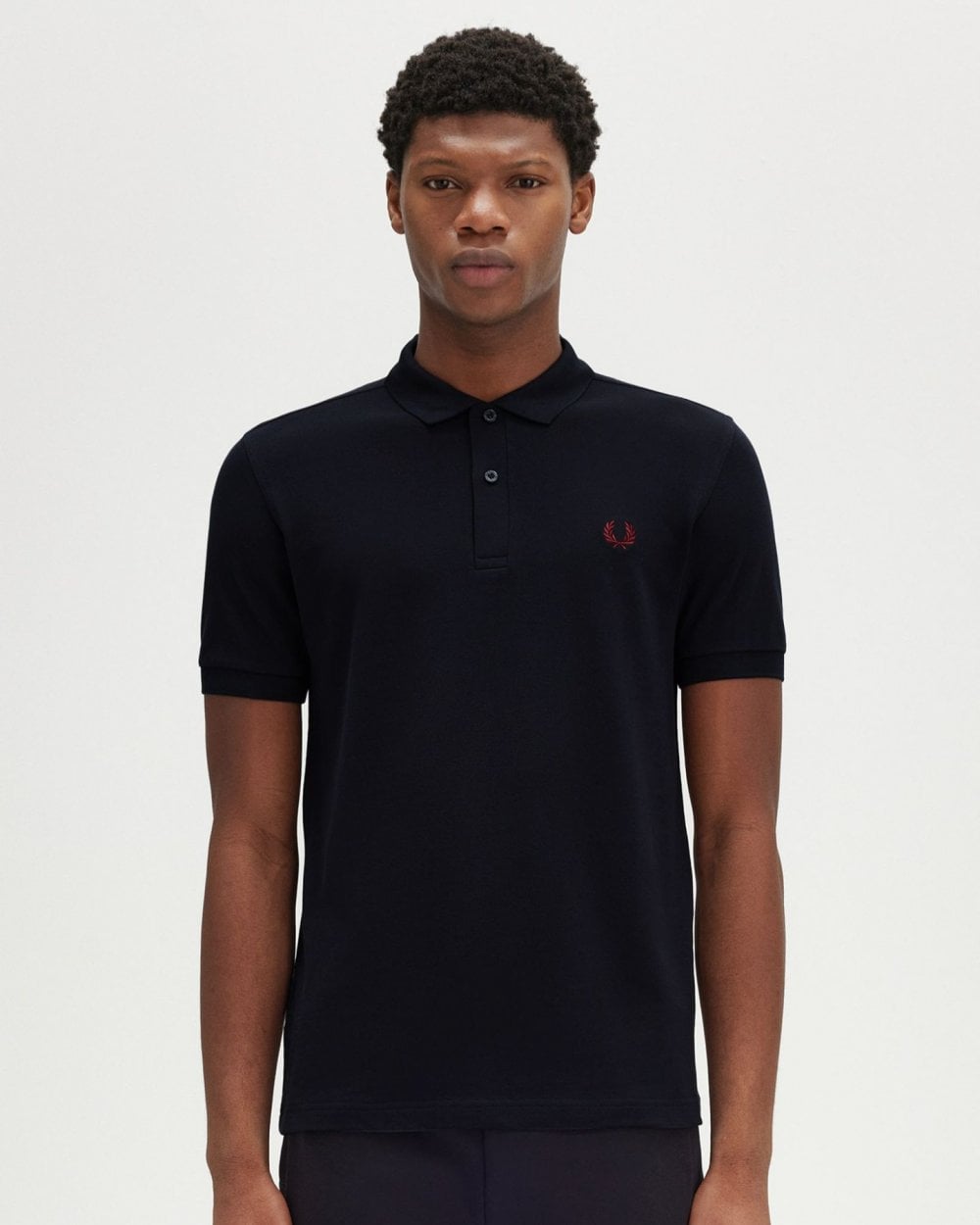 Fred Perry Mens Plain Signature Polo Shirt - Navy/Burnt Red V73