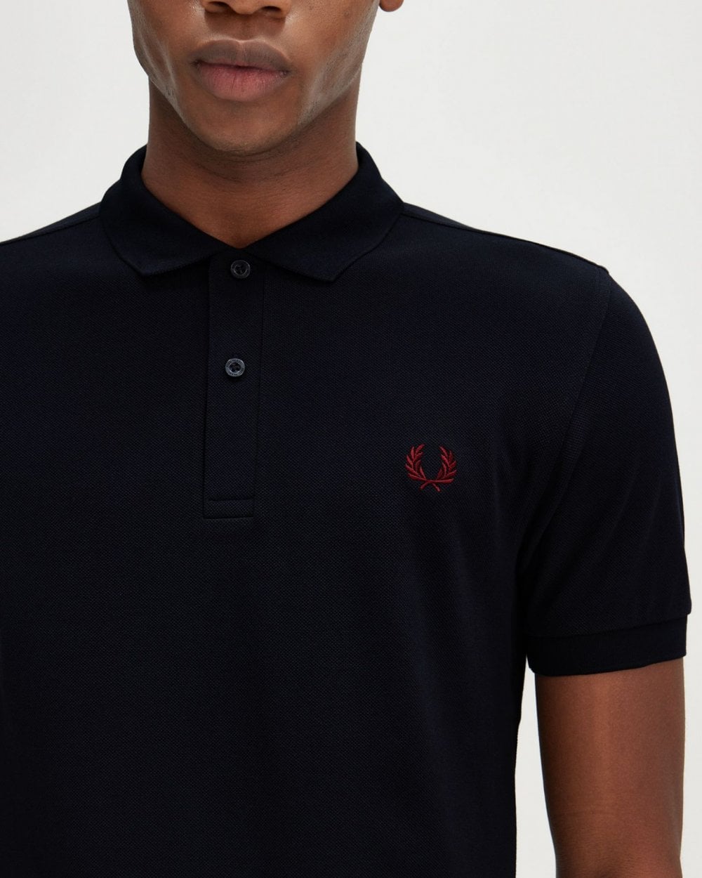 Fred Perry Mens Plain Signature Polo Shirt - Navy/Burnt Red V73
