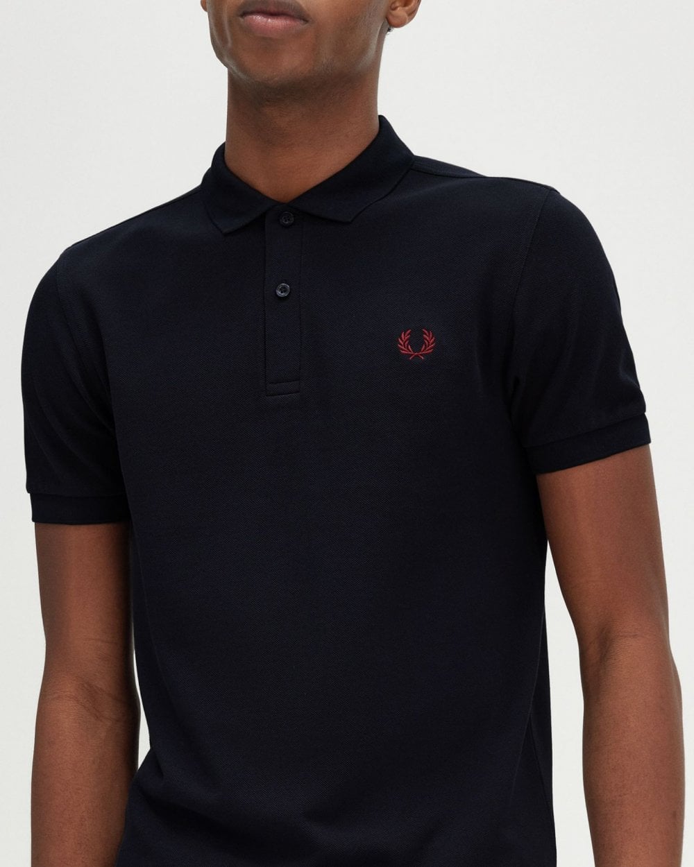 Fred Perry Mens Plain Signature Polo Shirt - Navy/Burnt Red V73