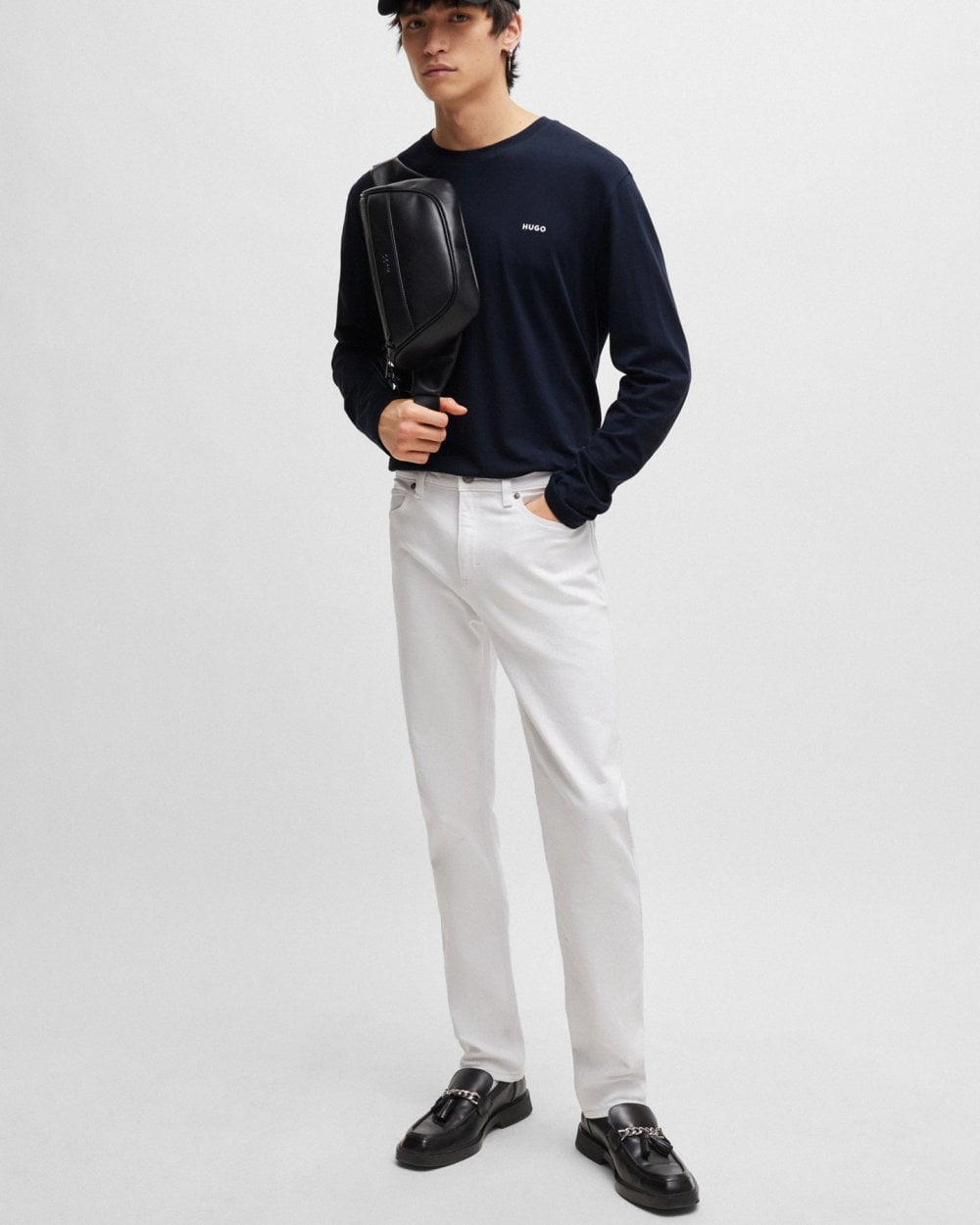 HUGO HUGO Derol222 Mens Long-Sleeved T-Shirt in Cotton Jersey with Logo Print