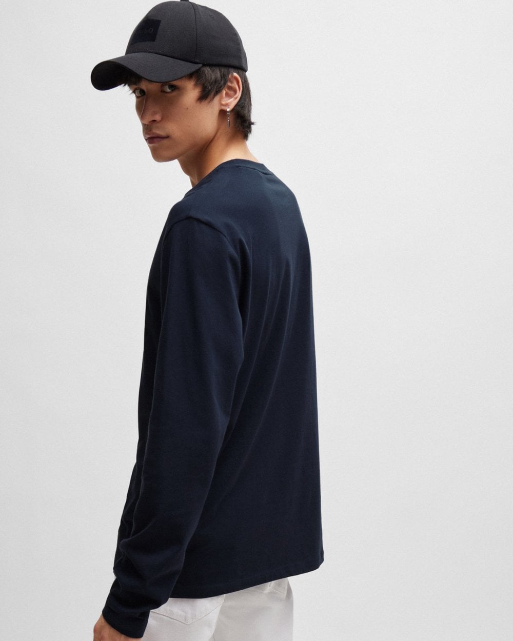 HUGO HUGO Derol222 Mens Long-Sleeved T-Shirt in Cotton Jersey with Logo Print