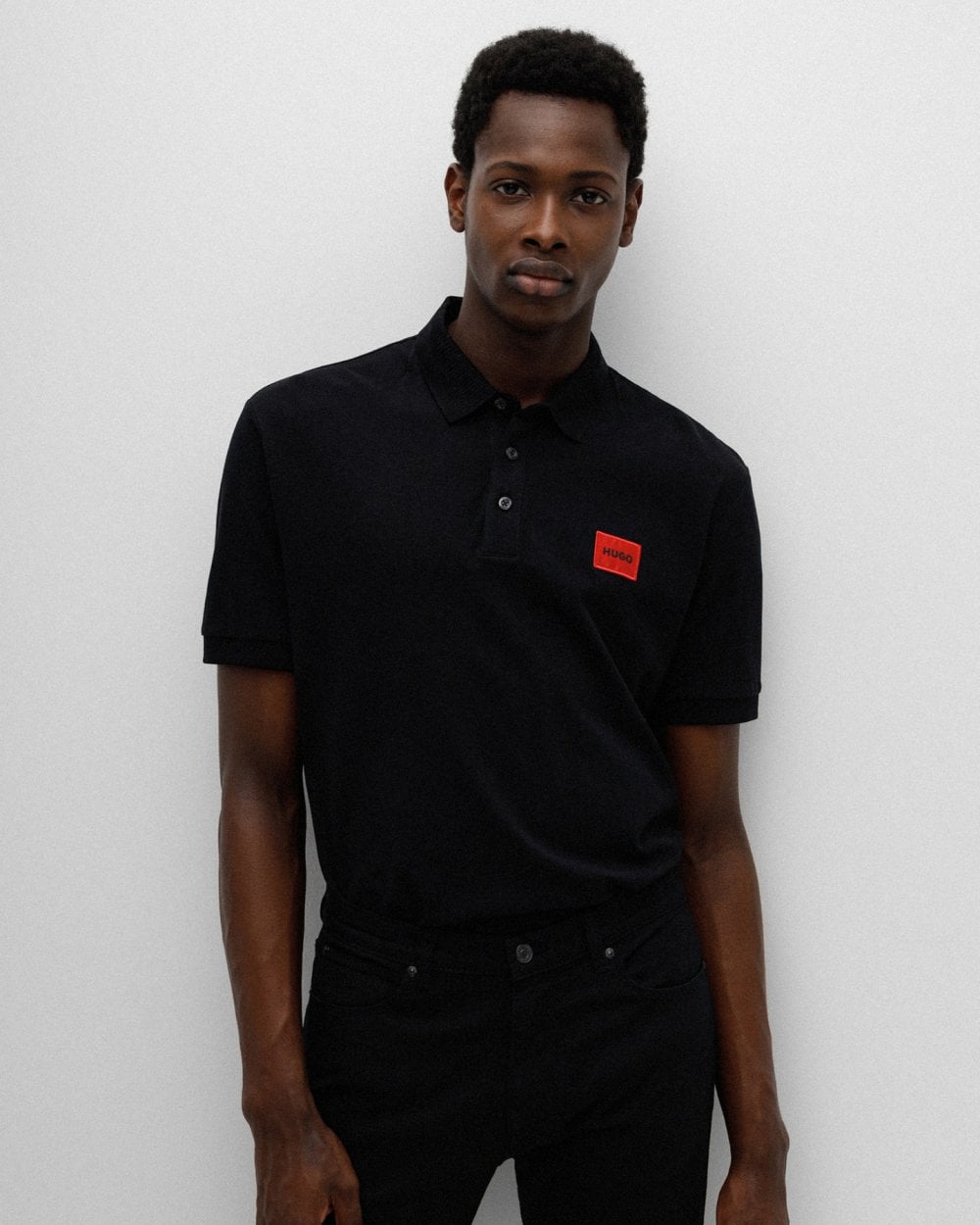 HUGO Dereso222 Mens Cotton Piqué Slim-Fit Polo Shirt with Logo Label NOS