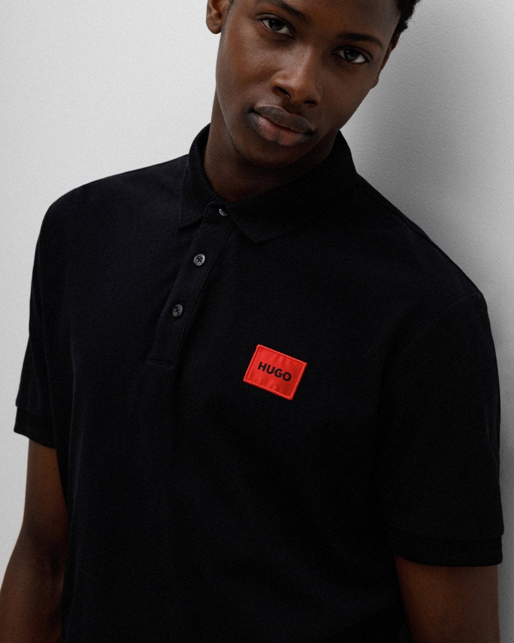 HUGO Dereso222 Mens Cotton Piqué Slim-Fit Polo Shirt with Logo Label NOS - Black 001