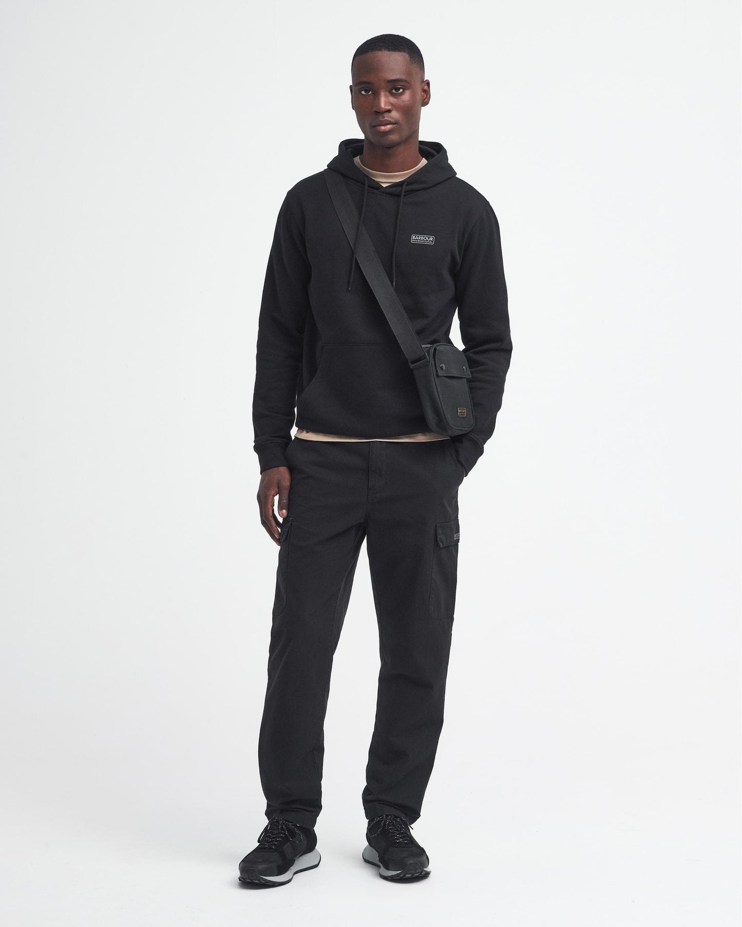 Barbour International Small Logo Mens Hoodie - Black/Pewter