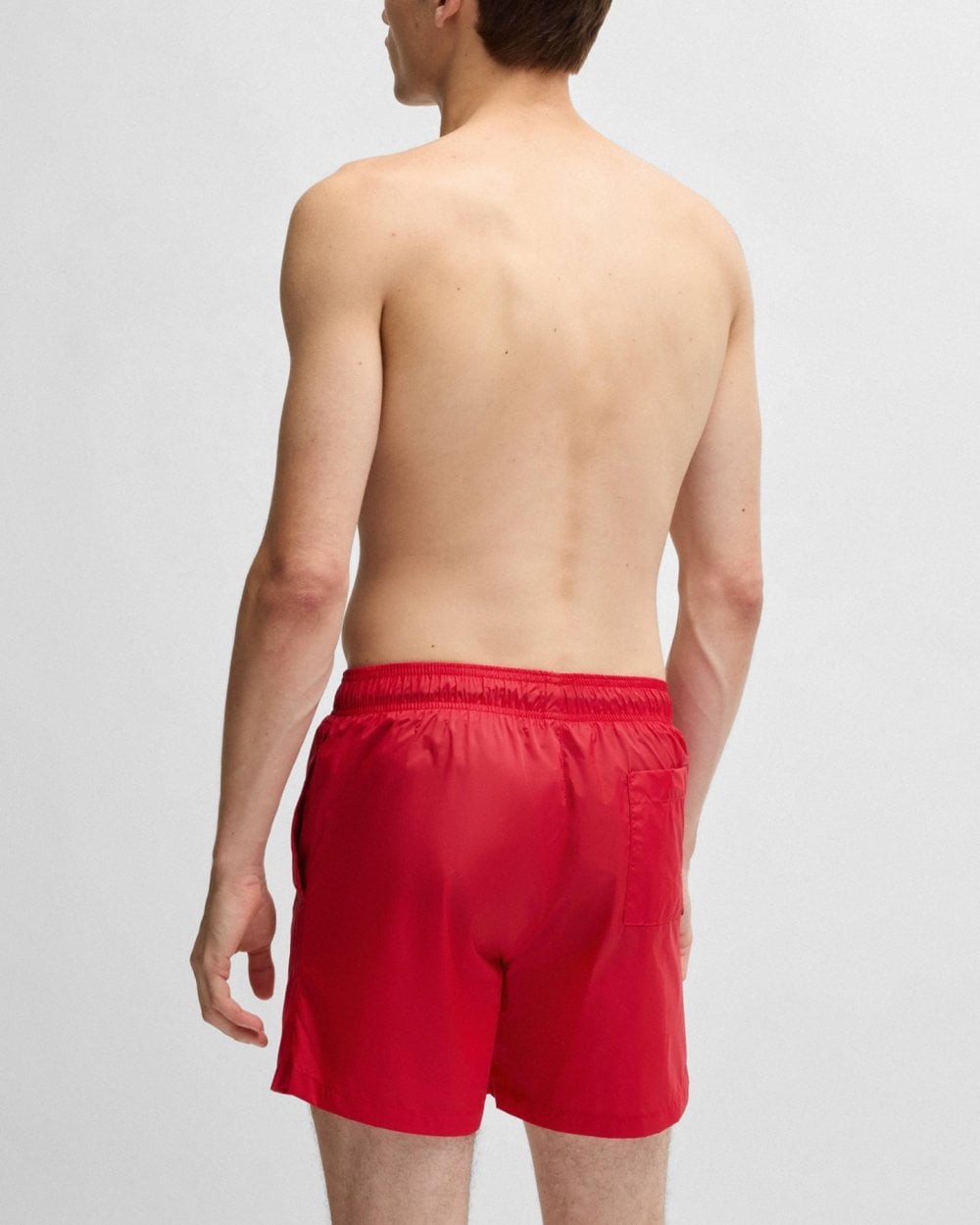 HUGO HAITI Mens Quick-Drying Swim Shorts In Recycled Fabric With Logo NOS - Red 693