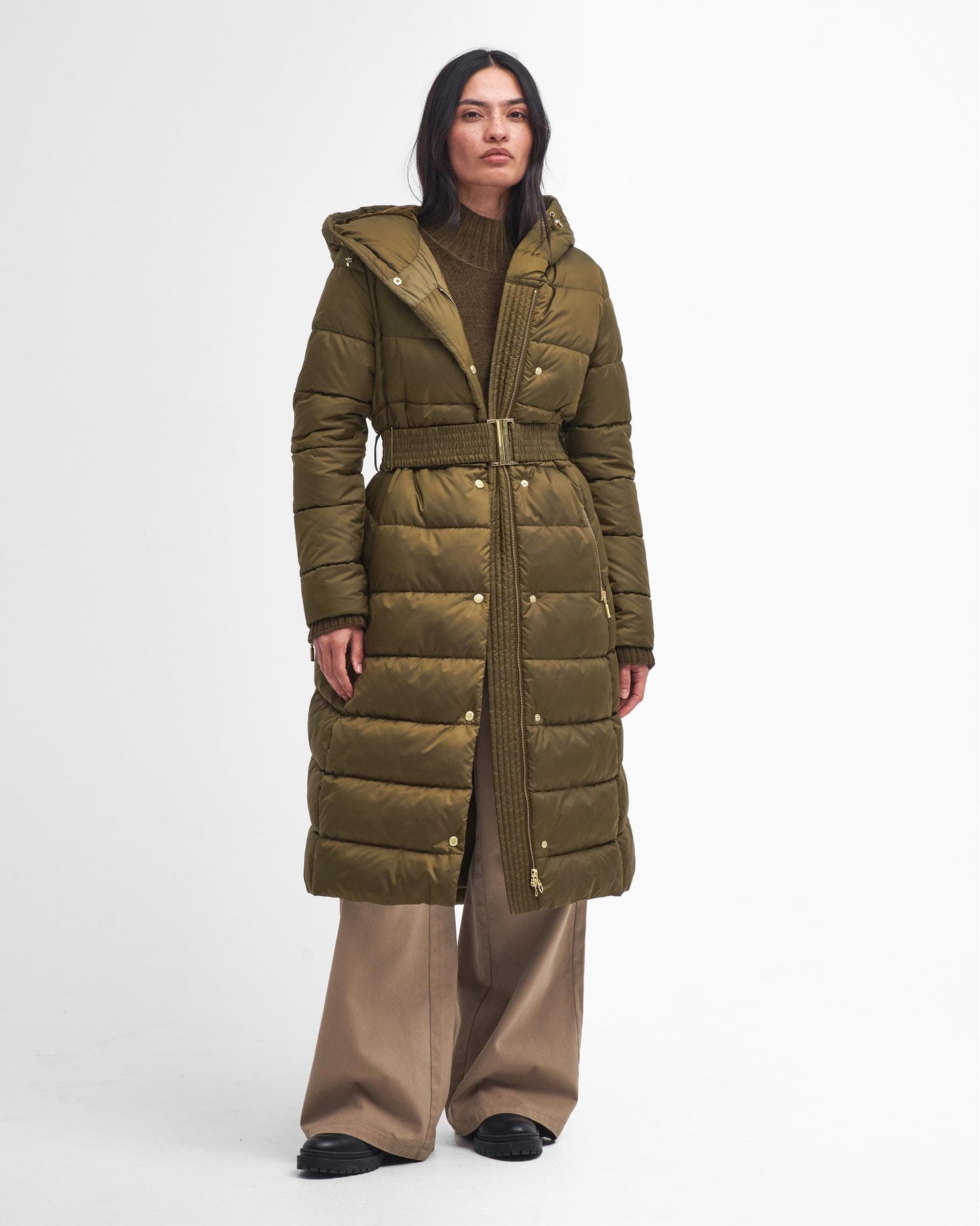 Barbour International Track Line Womens Long Quilted Jacket