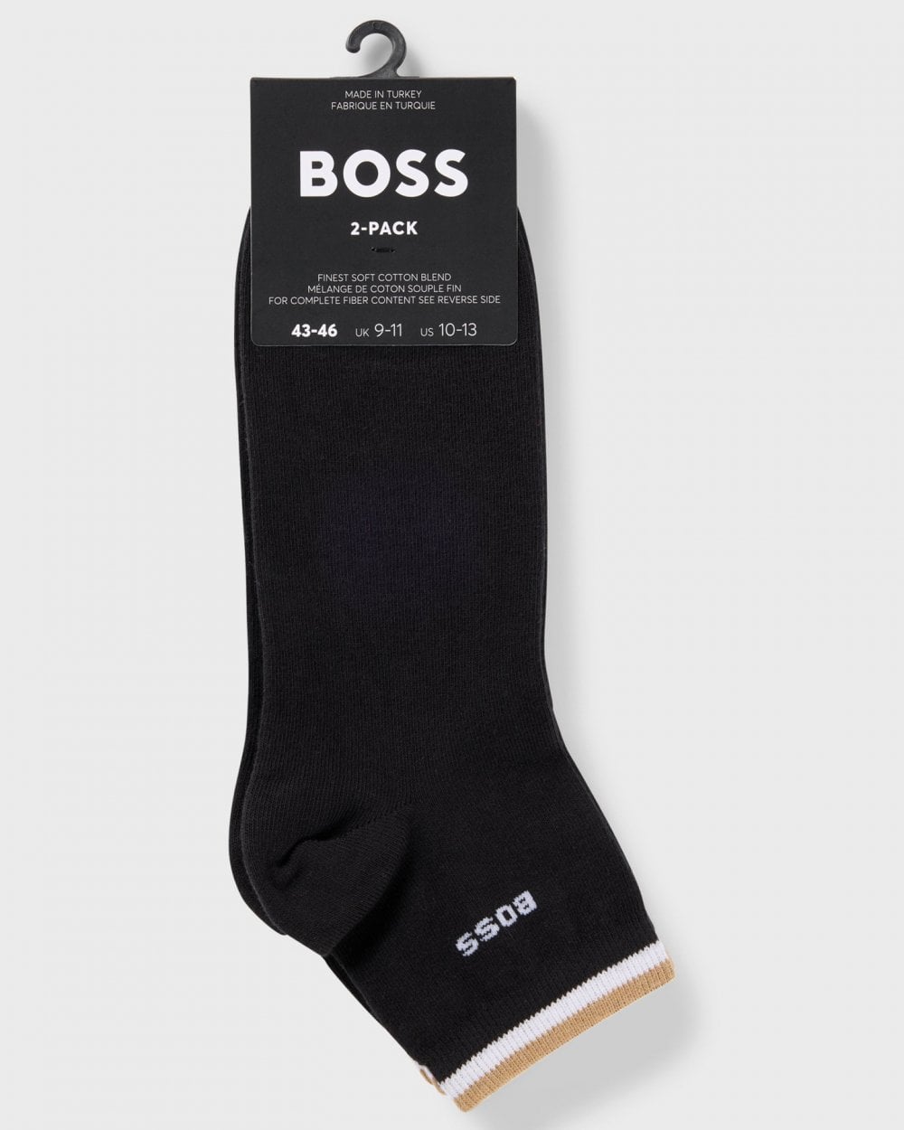 BOSS Orange Mens Two-Pack of Short Length Socks with Signature Stripe NOS - Black 001