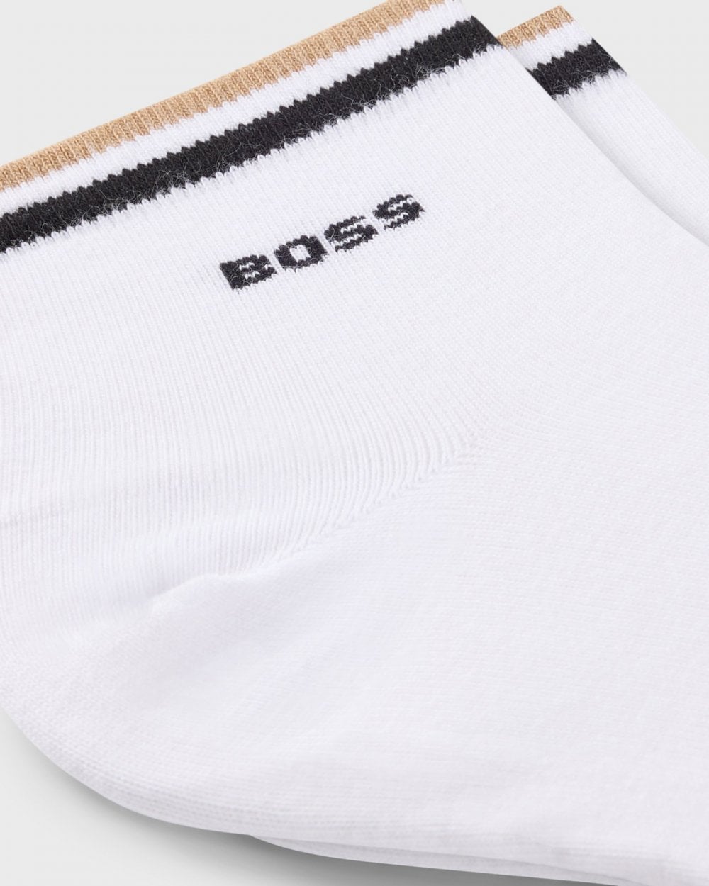 BOSS Orange Mens Two-Pack of Short Length Socks with Signature Stripe NOS - White 100