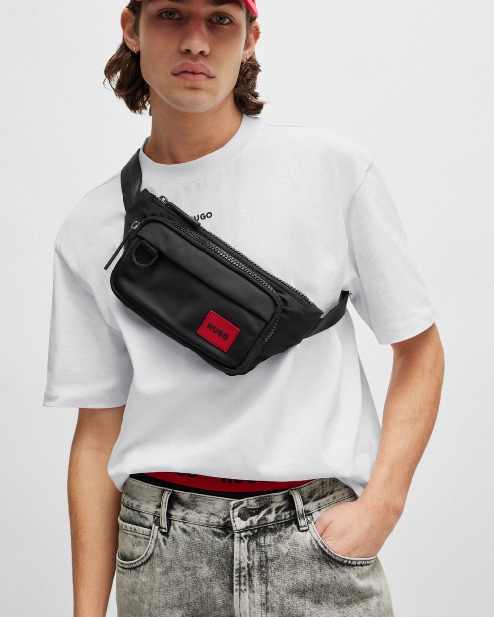 HUGO Ethon 2.0 Mens Belt Bag with Red Logo Patch NOS