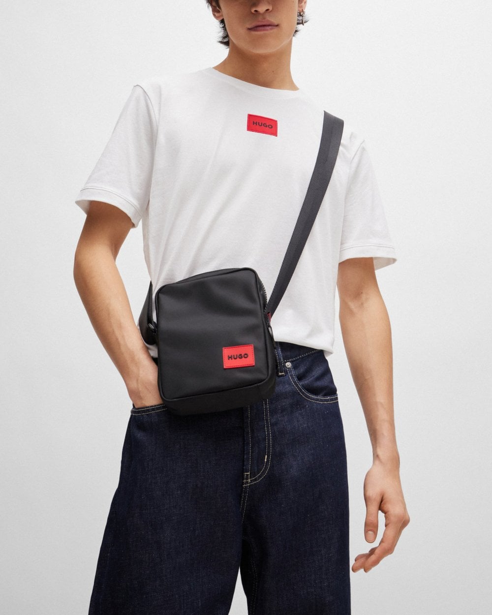 HUGO Ethon 2.0N Mens Reporter Bag with Red Logo Patch NOS