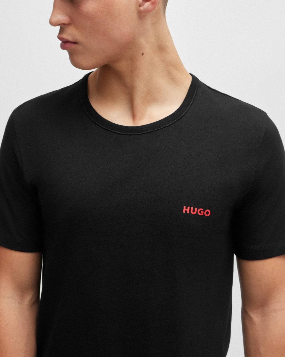 HUGO Mens Three-Pack of Underwear T-Shirts in Cotton with Logos NOS - Black 001