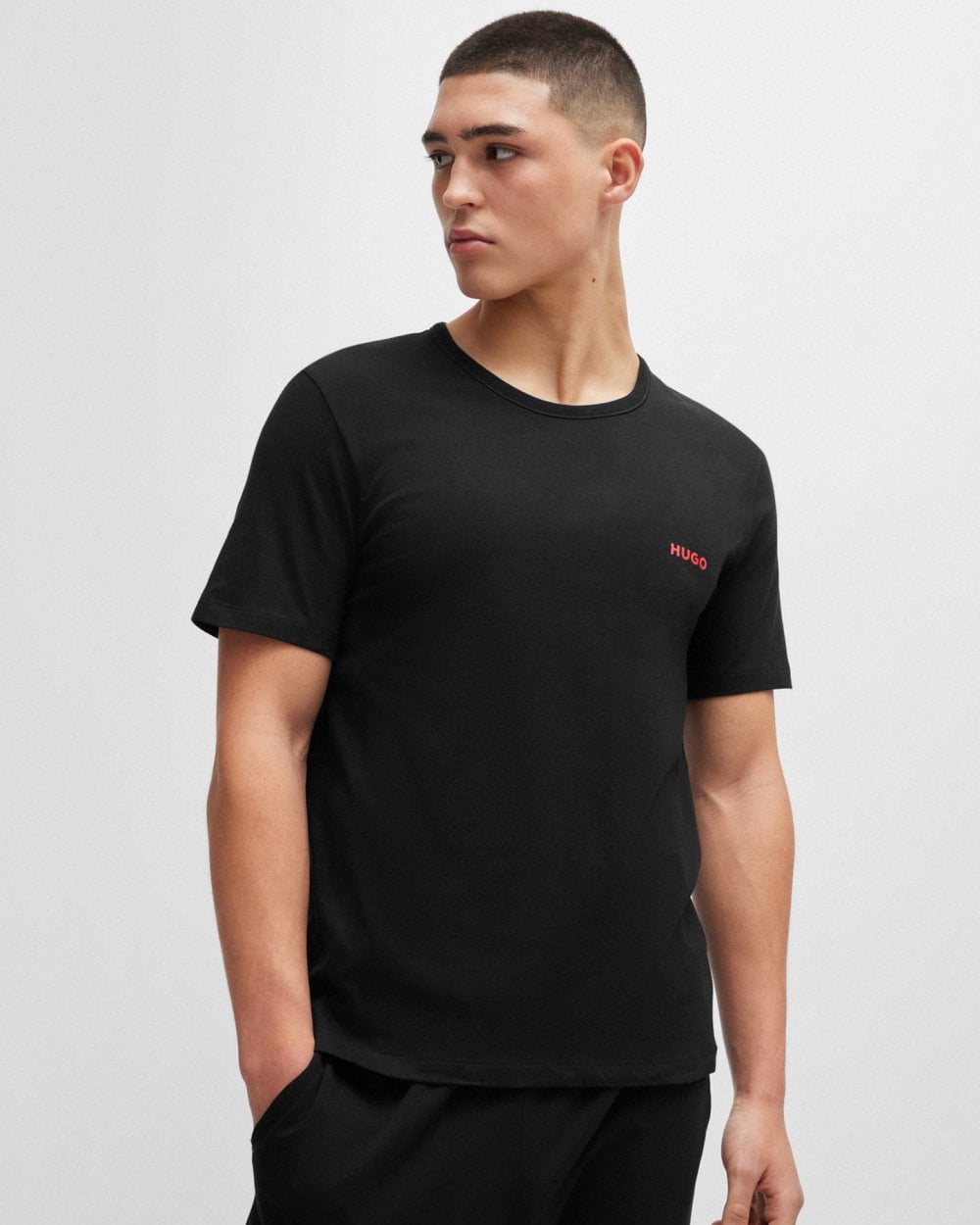 HUGO Mens Three-Pack of Underwear T-Shirts in Cotton with Logos NOS