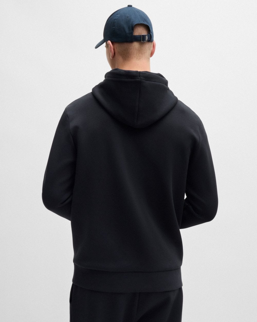 BOSS Green Saggy Mens Stretch Cotton Zip-Up Hoodie with Logo Print NOS - Dark Blue 402