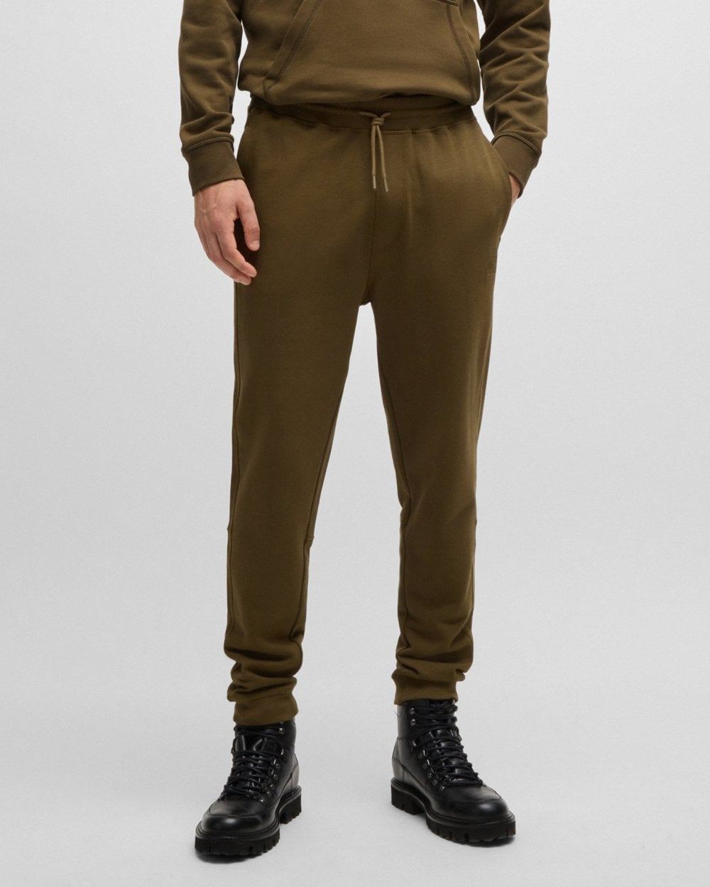 BOSS Orange Sestart Mens Cotton-Terry Tracksuit Bottoms With Logo Patch A/W 24 - Open Green 368