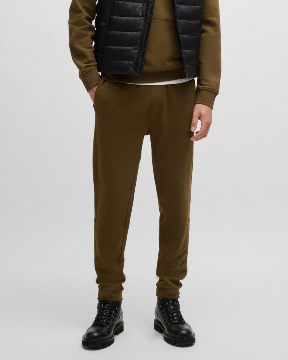 BOSS Orange Sestart Mens Cotton-Terry Tracksuit Bottoms With Logo Patch A/W 24 - Open Green 368