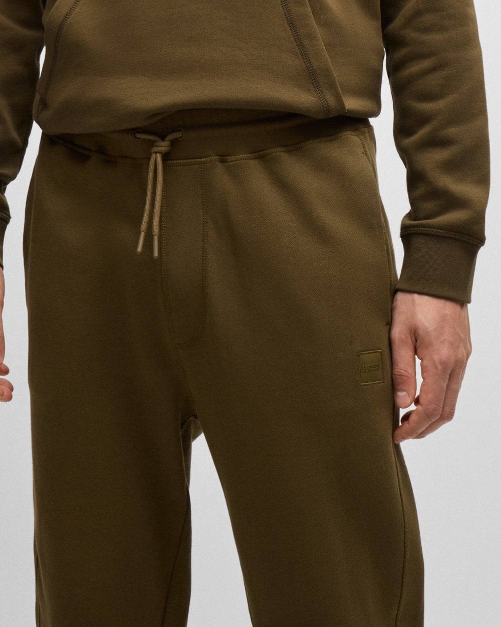 BOSS Orange Sestart Mens Cotton-Terry Tracksuit Bottoms With Logo Patch A/W 24 - Open Green 368