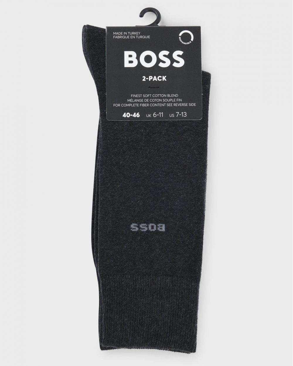 BOSS Orange 2-Pack Mens Regular Length Socks in a Cotton Blend NOS - Charcoal 012