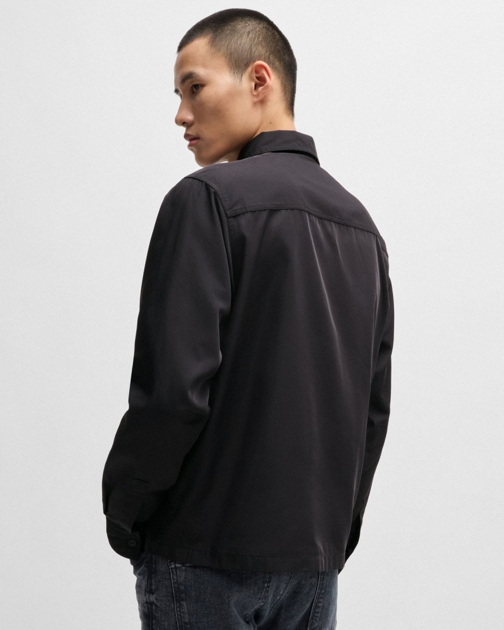 HUGO HUGO Evalom Mens Oversized-Fit Zip Up Shirt Jacket with Metal Logo