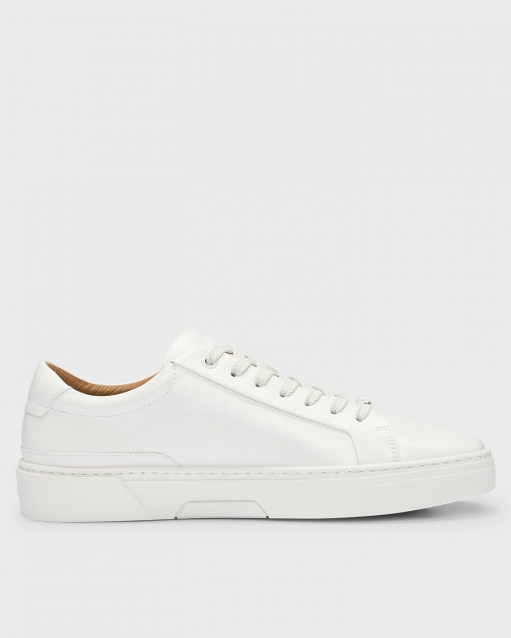 BOSS Orange Gary Tenn Mens Leather Low-Top Trainers with Branded Lace Loop NOS - Open White 112