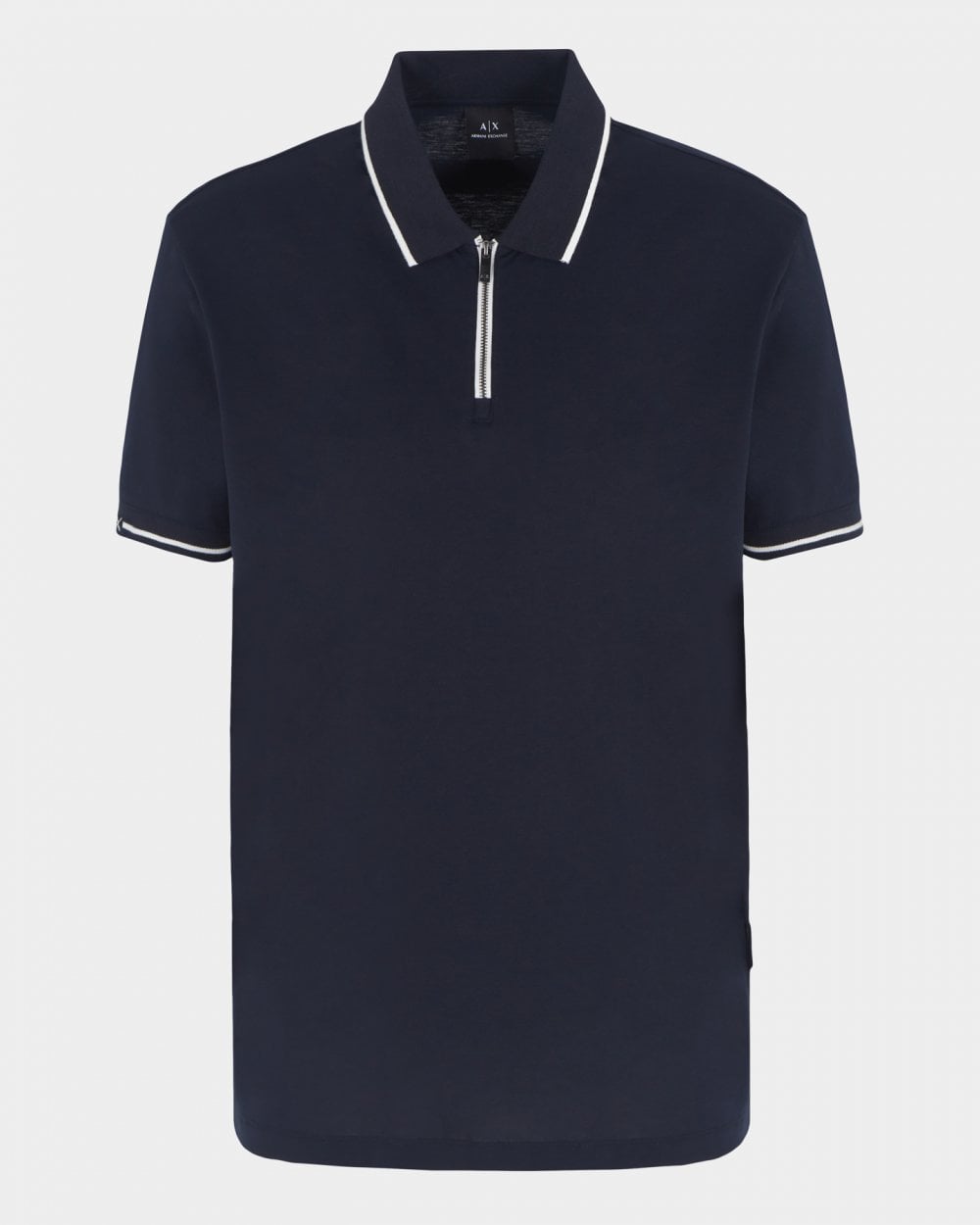 Armani Exchange Armani Exchange Mens Contrast Tipped Zip Placket Polo Shirt