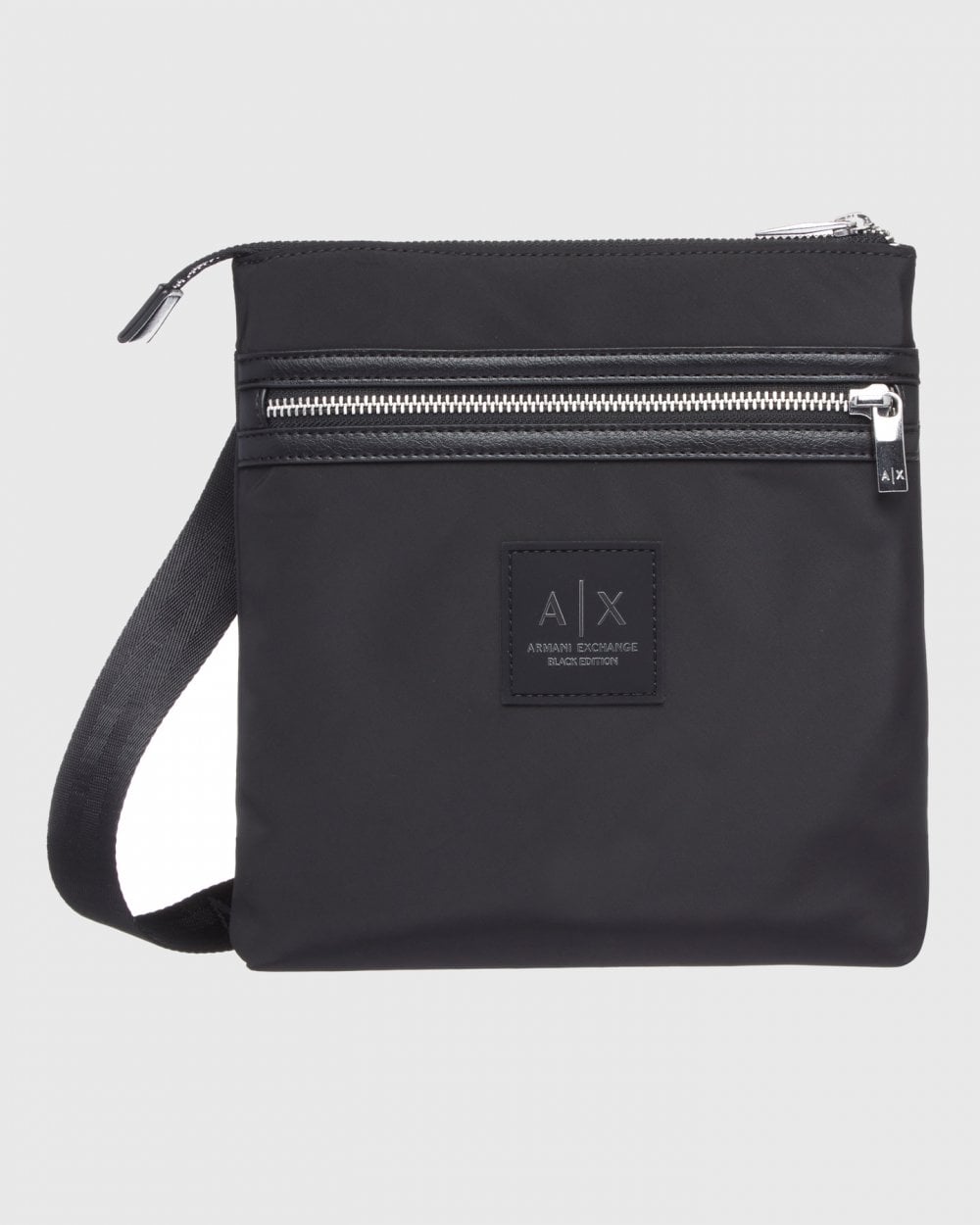 Armani Exchange Mens Black Edition Logo Patch Messenger Bag