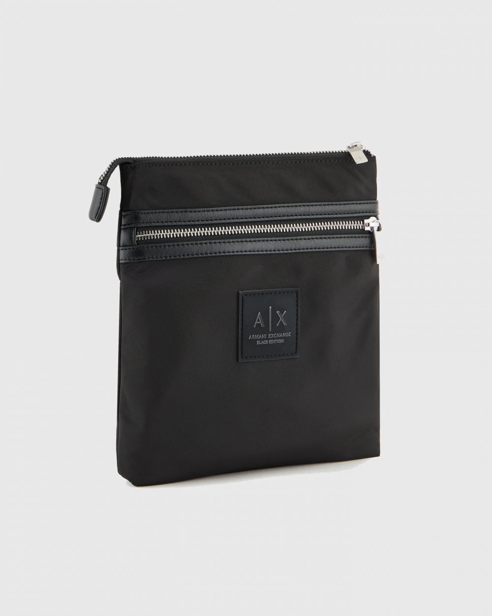 Armani Exchange Mens Black Edition Logo Patch Messenger Bag