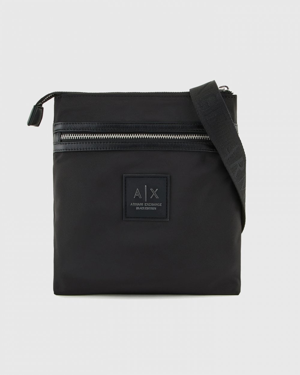 Armani Exchange Mens Black Edition Logo Patch Messenger Bag