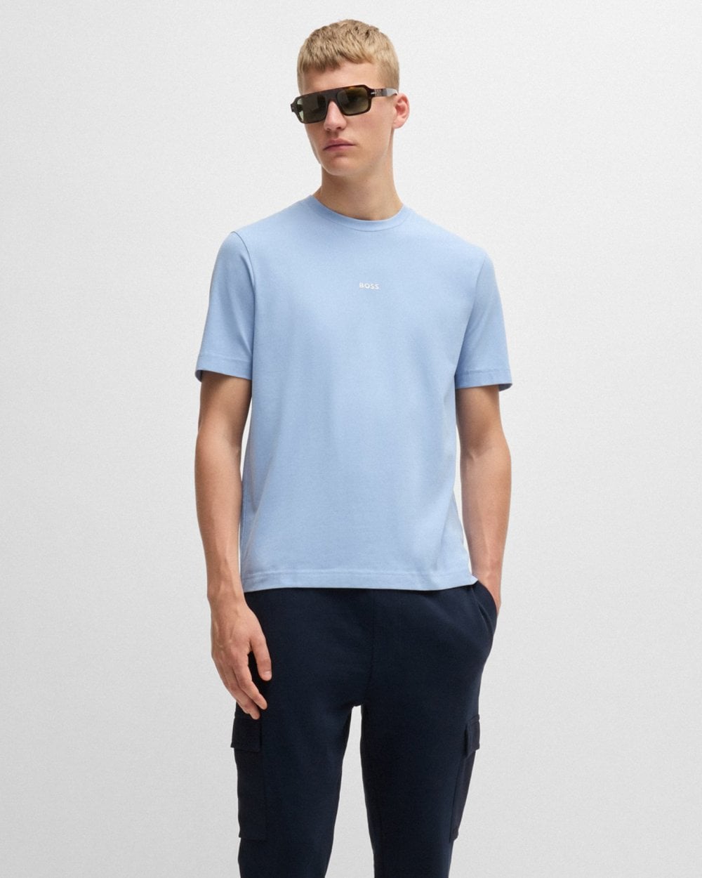 BOSS Orange TChup Mens Crew Neck Small Logo T-Shirt - Open Blue 470